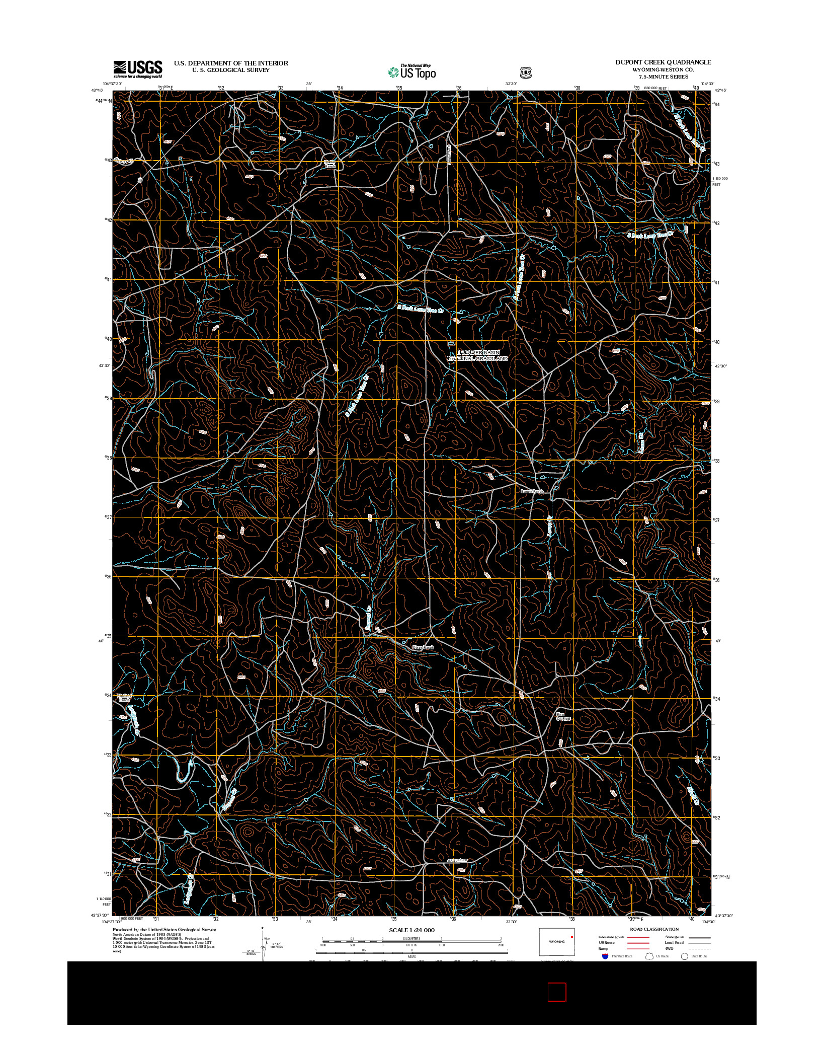 USGS US TOPO 7.5-MINUTE MAP FOR DUPONT CREEK, WY 2012