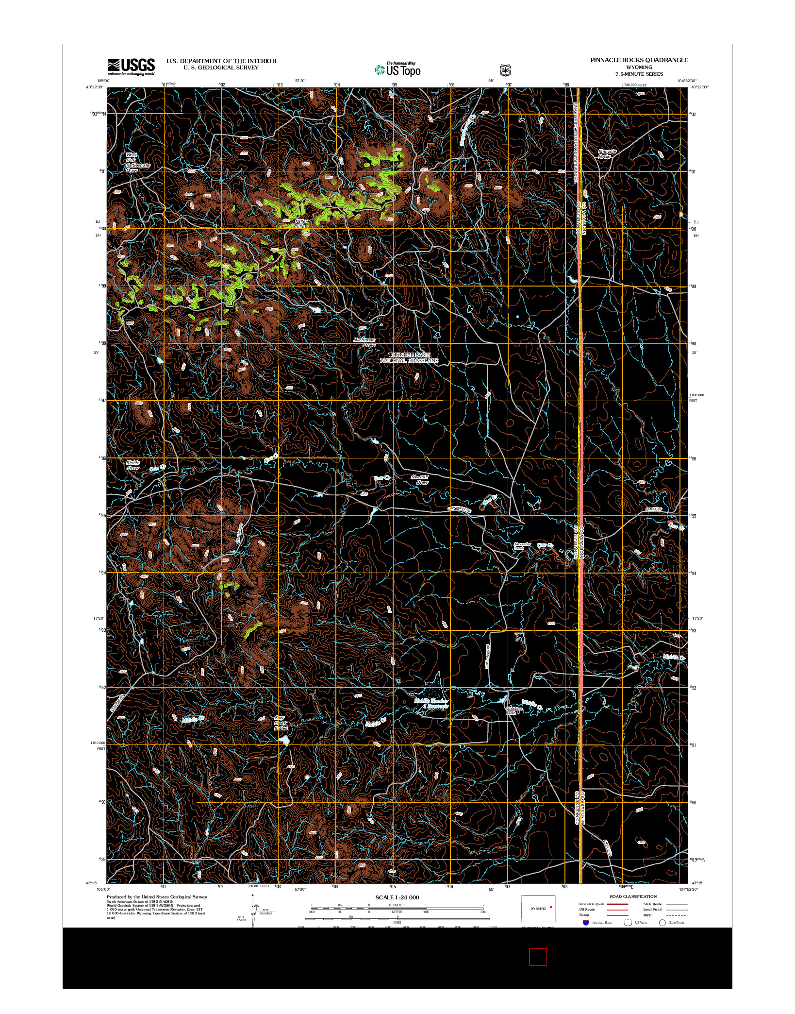 USGS US TOPO 7.5-MINUTE MAP FOR PINNACLE ROCKS, WY 2012