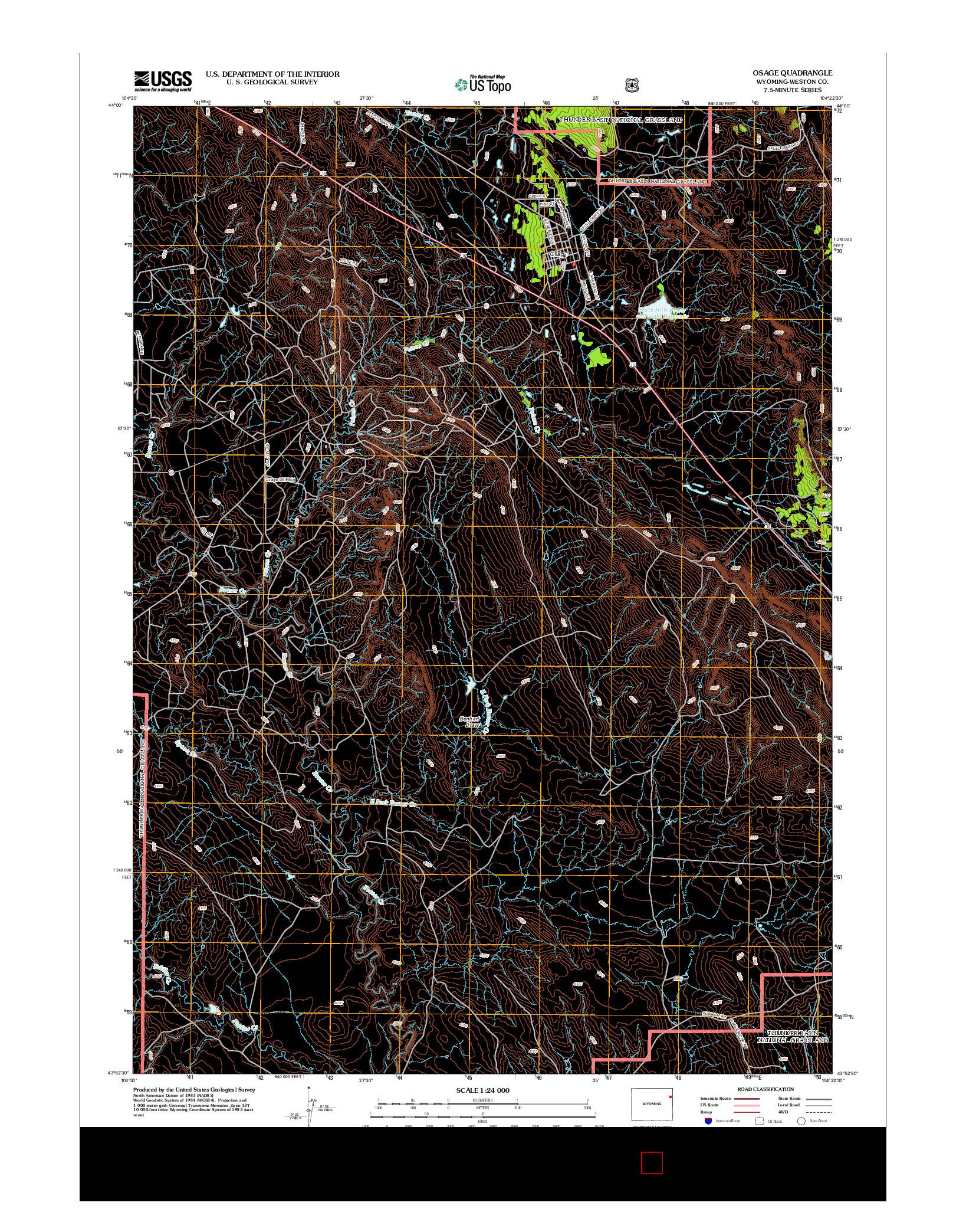 USGS US TOPO 7.5-MINUTE MAP FOR OSAGE, WY 2012