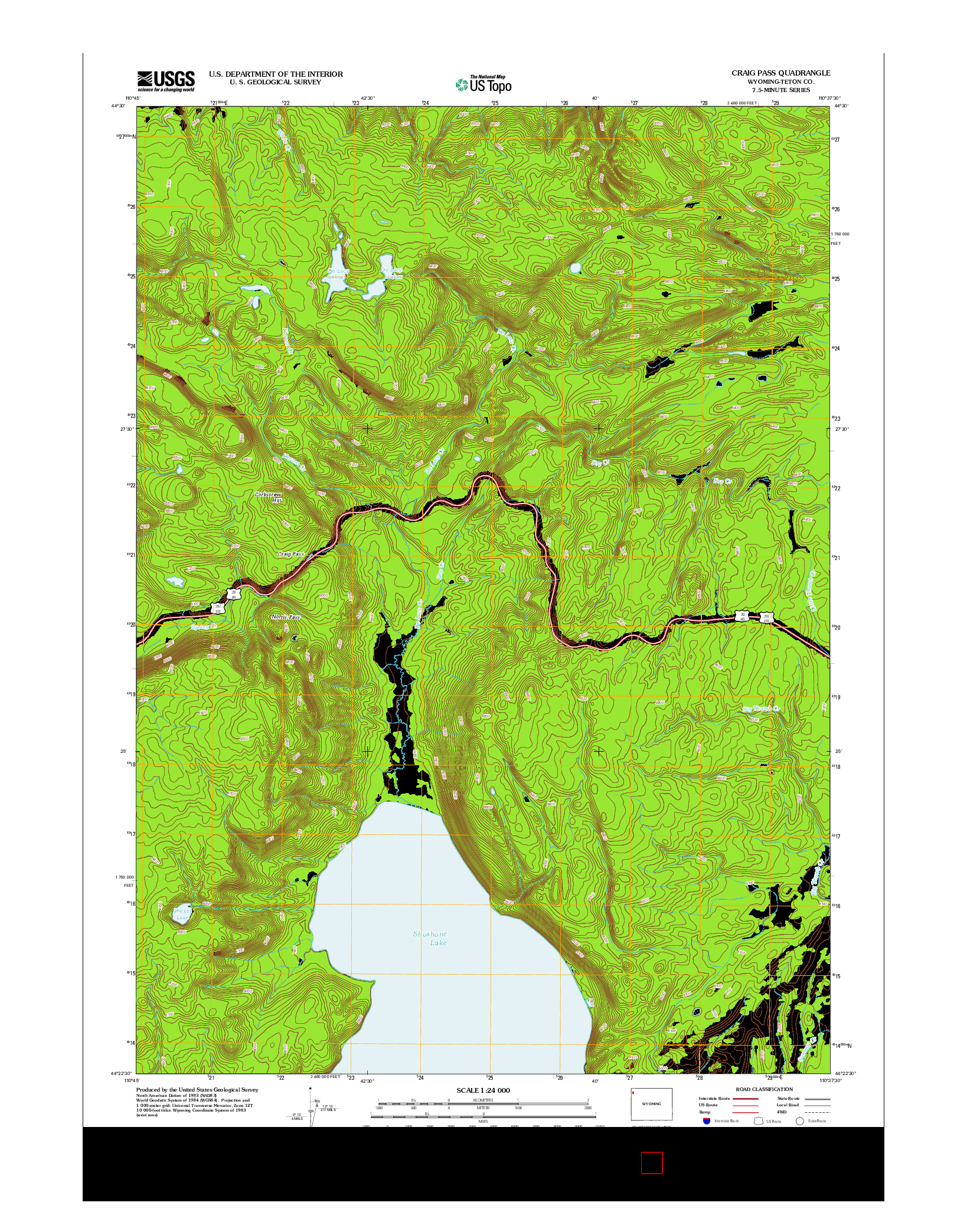 USGS US TOPO 7.5-MINUTE MAP FOR CRAIG PASS, WY 2012