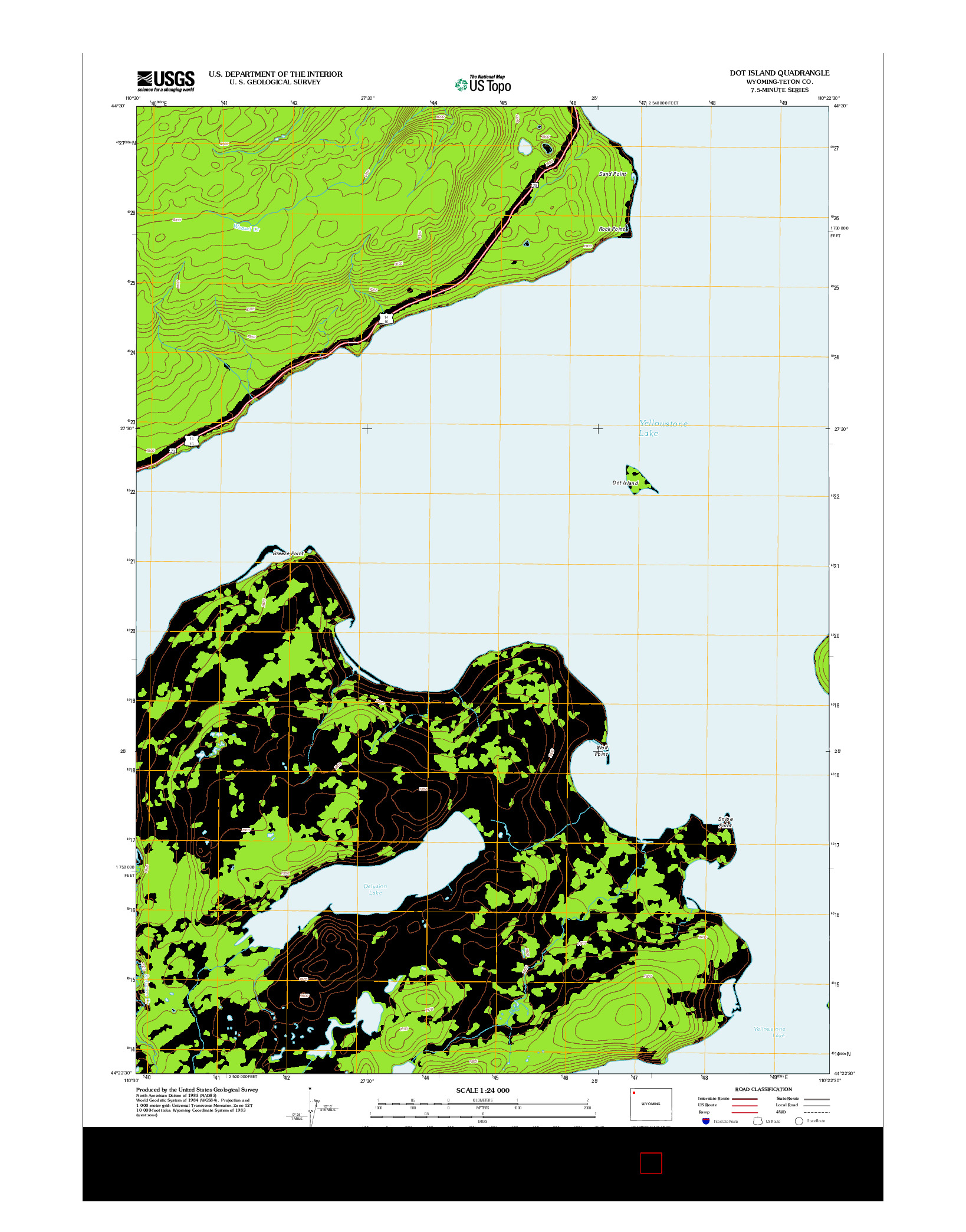 USGS US TOPO 7.5-MINUTE MAP FOR DOT ISLAND, WY 2012