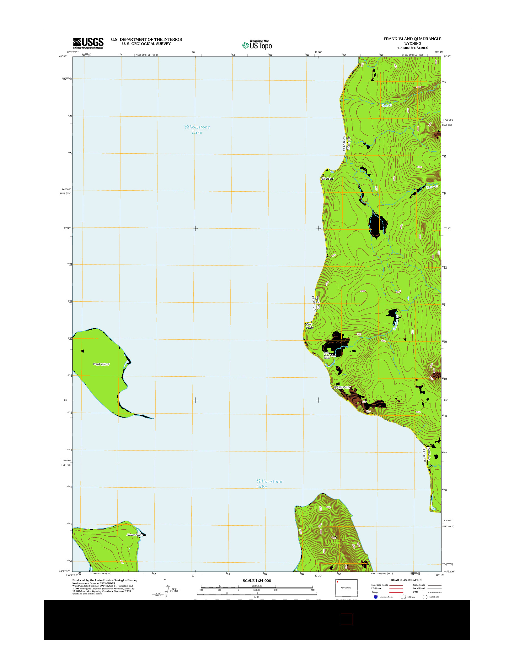 USGS US TOPO 7.5-MINUTE MAP FOR FRANK ISLAND, WY 2012