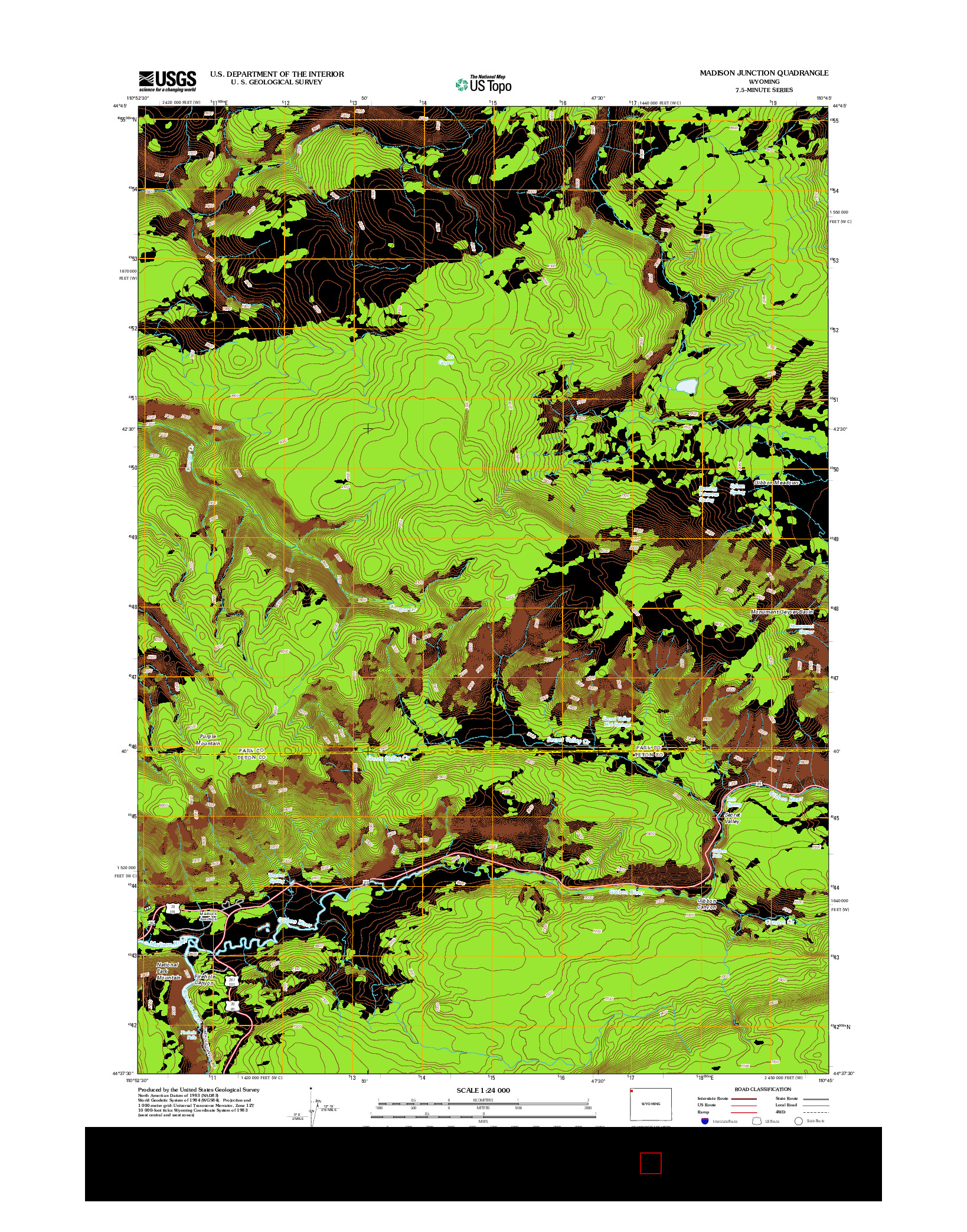 USGS US TOPO 7.5-MINUTE MAP FOR MADISON JUNCTION, WY 2012