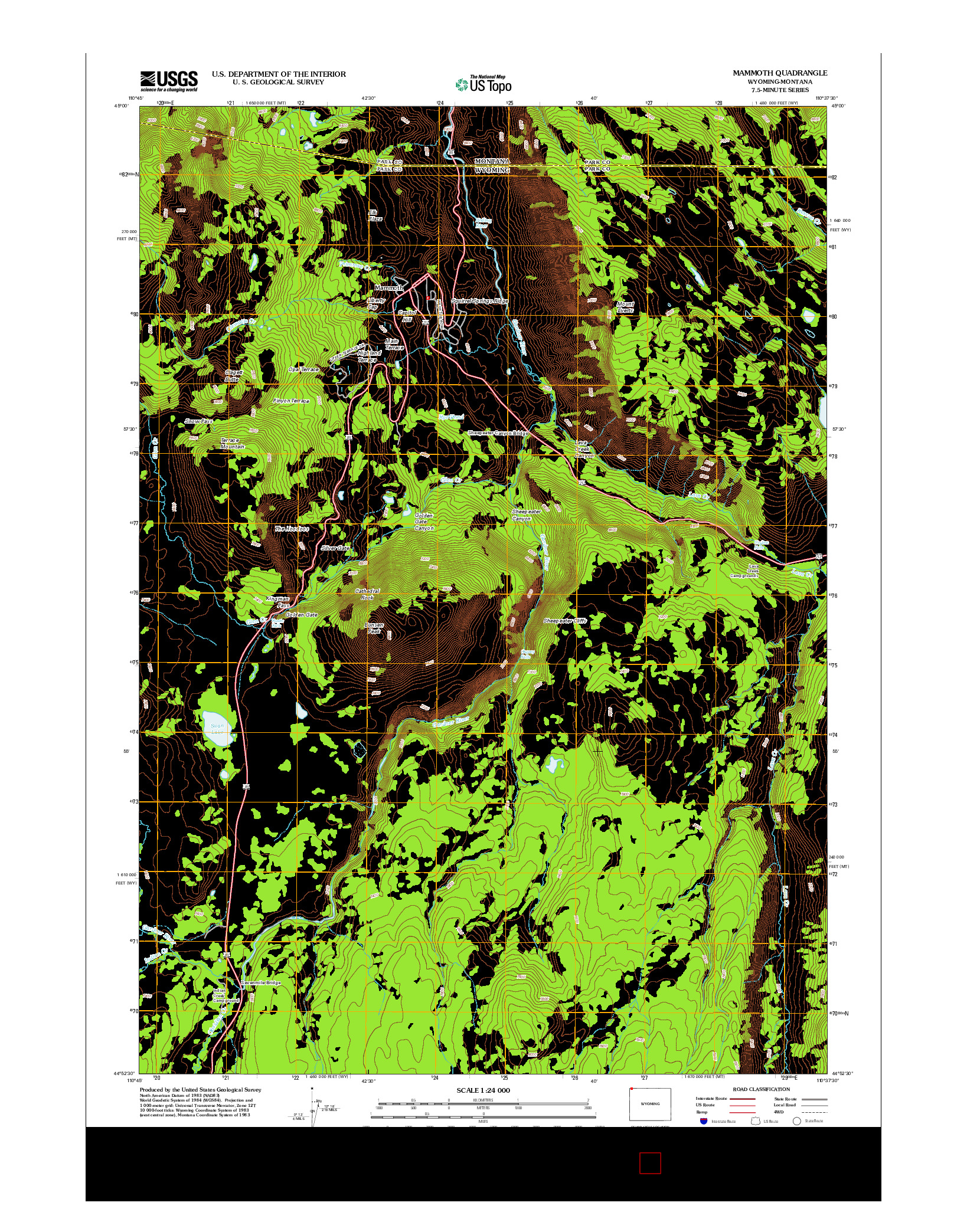 USGS US TOPO 7.5-MINUTE MAP FOR MAMMOTH, WY-MT 2012