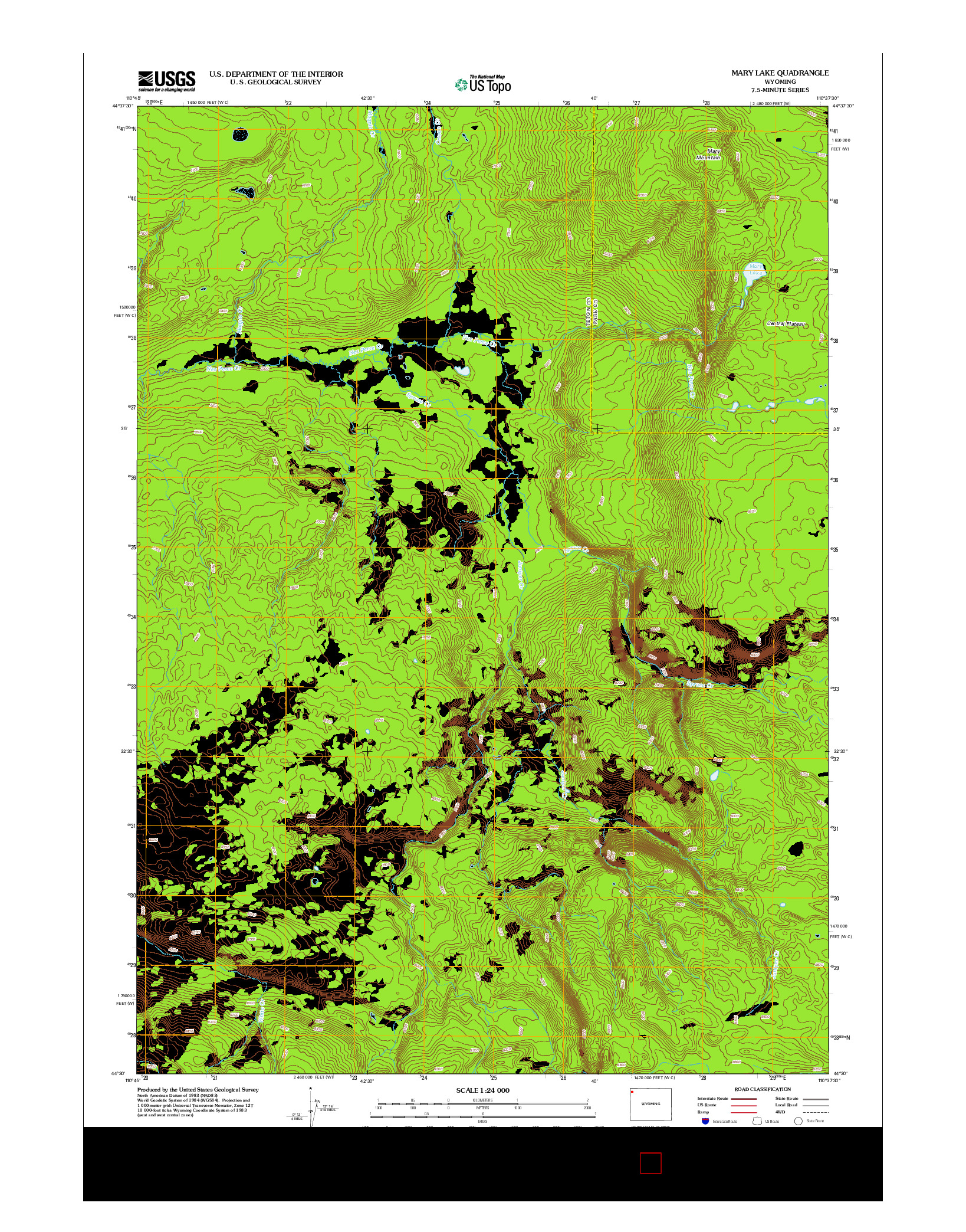USGS US TOPO 7.5-MINUTE MAP FOR MARY LAKE, WY 2012