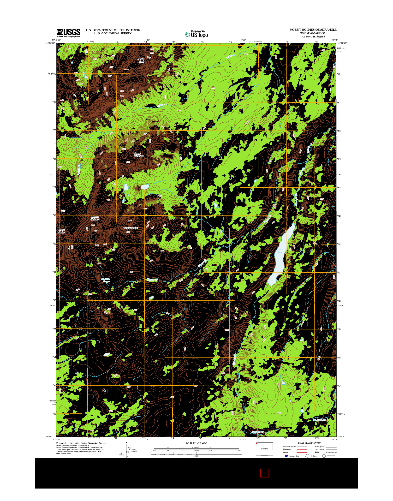 USGS US TOPO 7.5-MINUTE MAP FOR MOUNT HOLMES, WY 2012