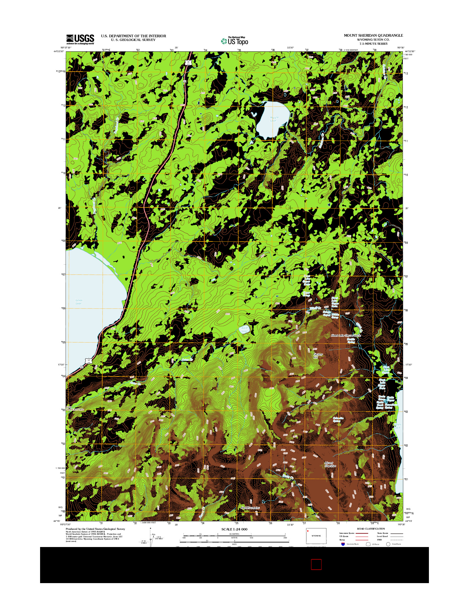 USGS US TOPO 7.5-MINUTE MAP FOR MOUNT SHERIDAN, WY 2012
