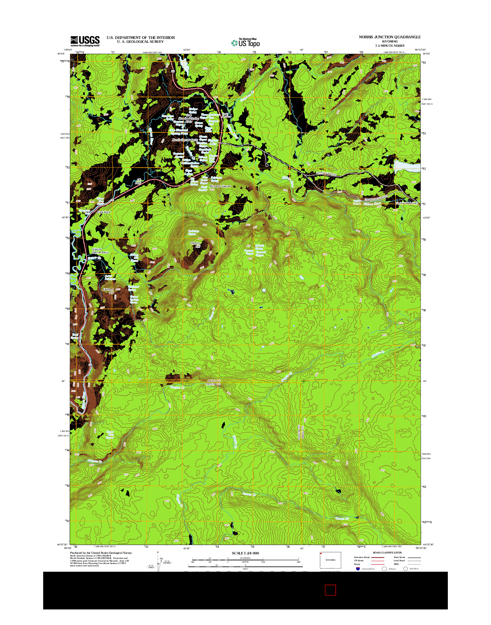 USGS US TOPO 7.5-MINUTE MAP FOR NORRIS JUNCTION, WY 2012