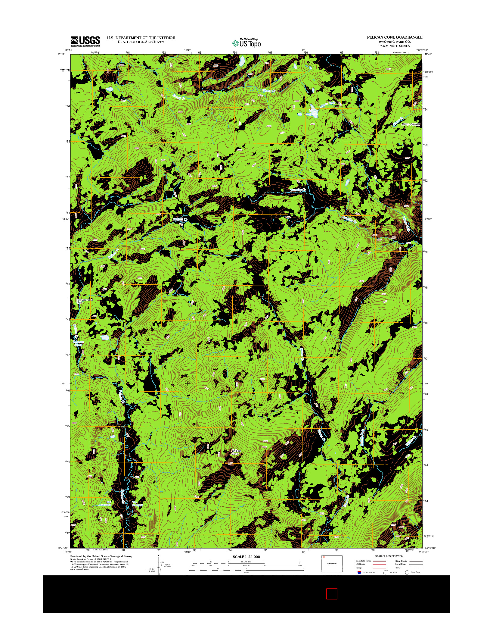 USGS US TOPO 7.5-MINUTE MAP FOR PELICAN CONE, WY 2012