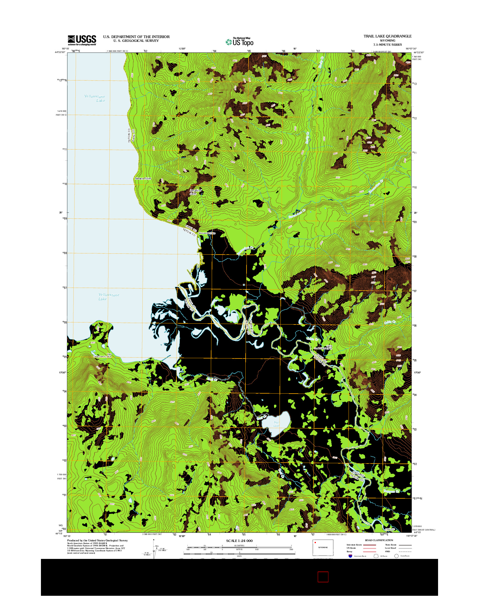 USGS US TOPO 7.5-MINUTE MAP FOR TRAIL LAKE, WY 2012