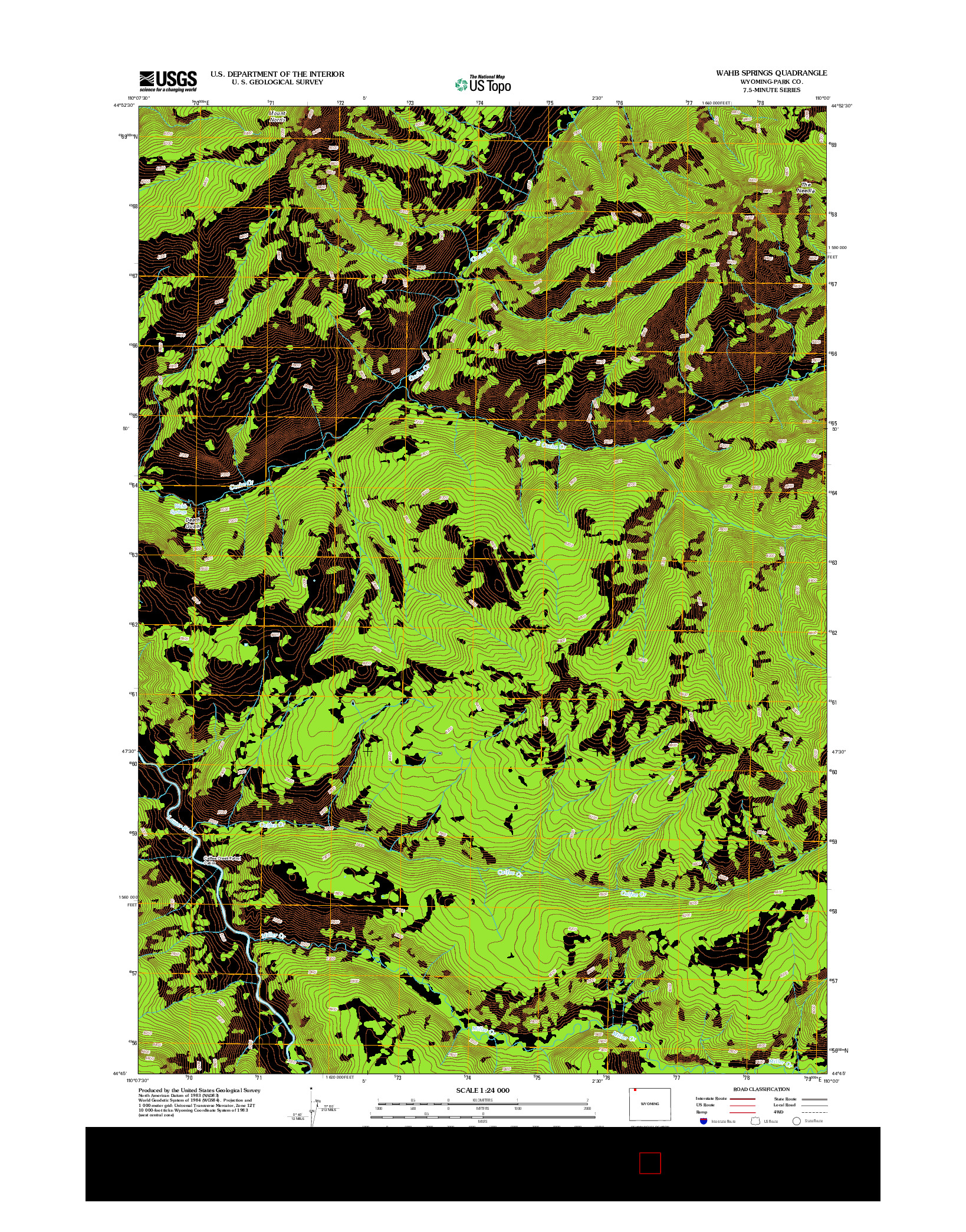 USGS US TOPO 7.5-MINUTE MAP FOR WAHB SPRINGS, WY 2012