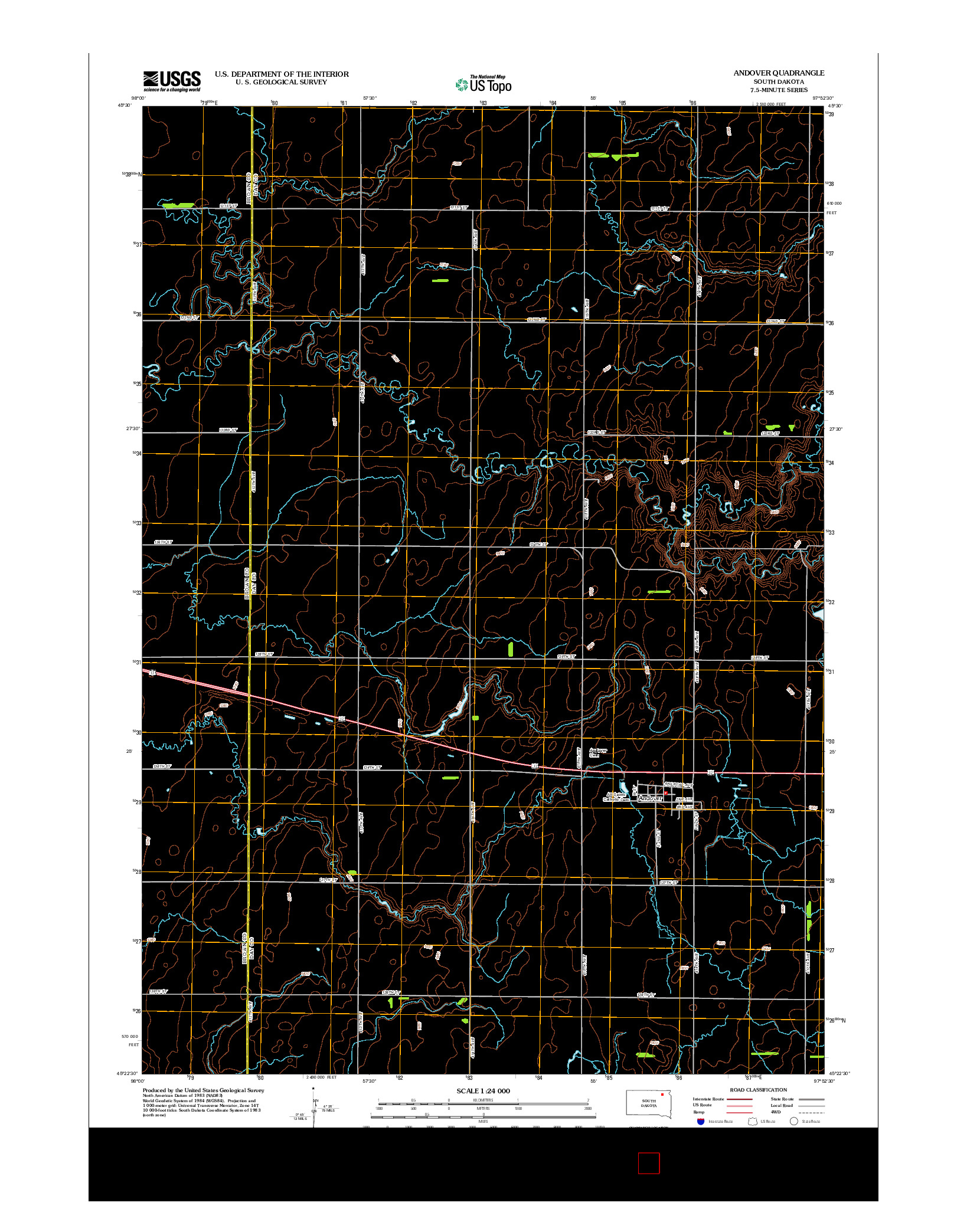 USGS US TOPO 7.5-MINUTE MAP FOR ANDOVER, SD 2012