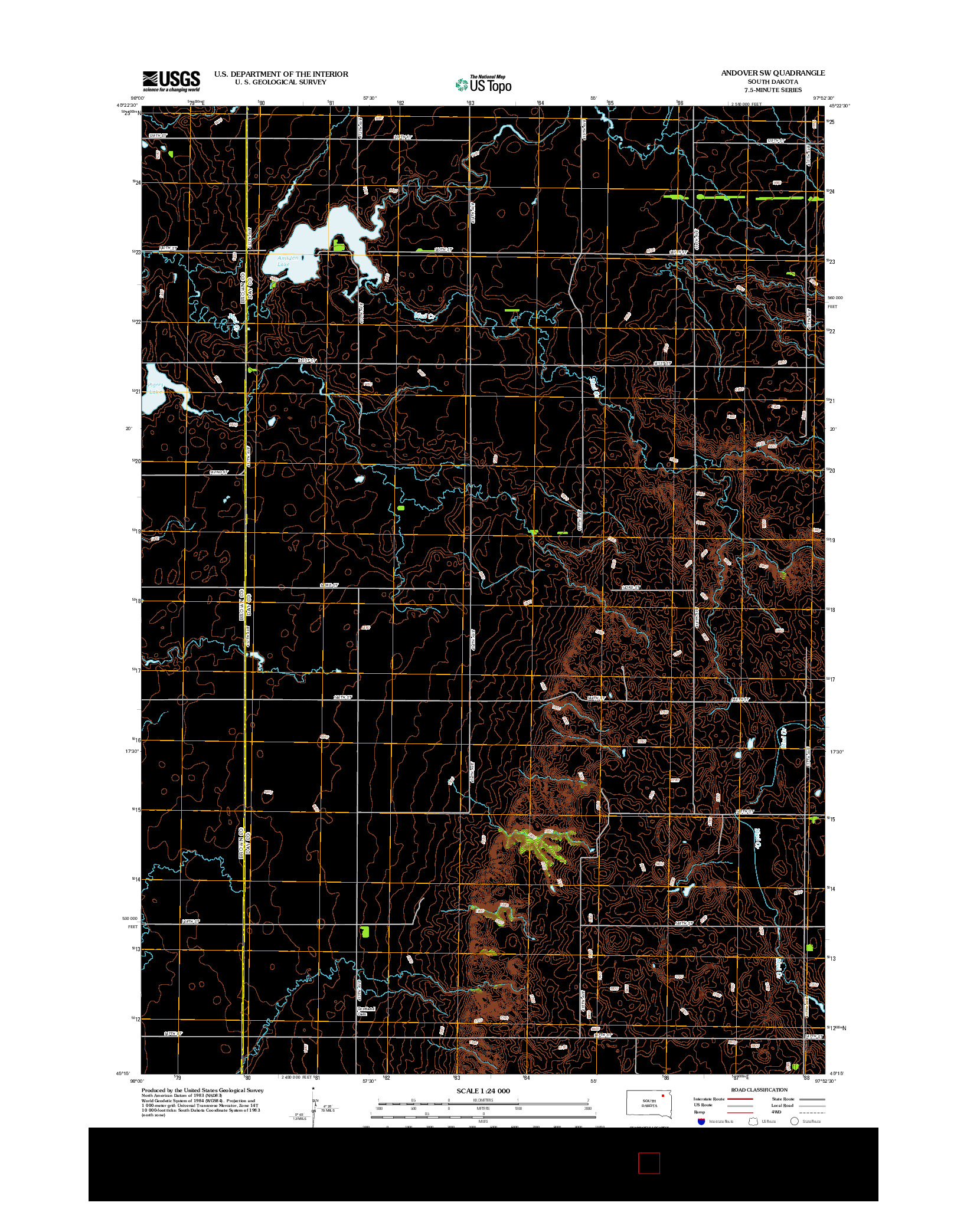 USGS US TOPO 7.5-MINUTE MAP FOR ANDOVER SW, SD 2012