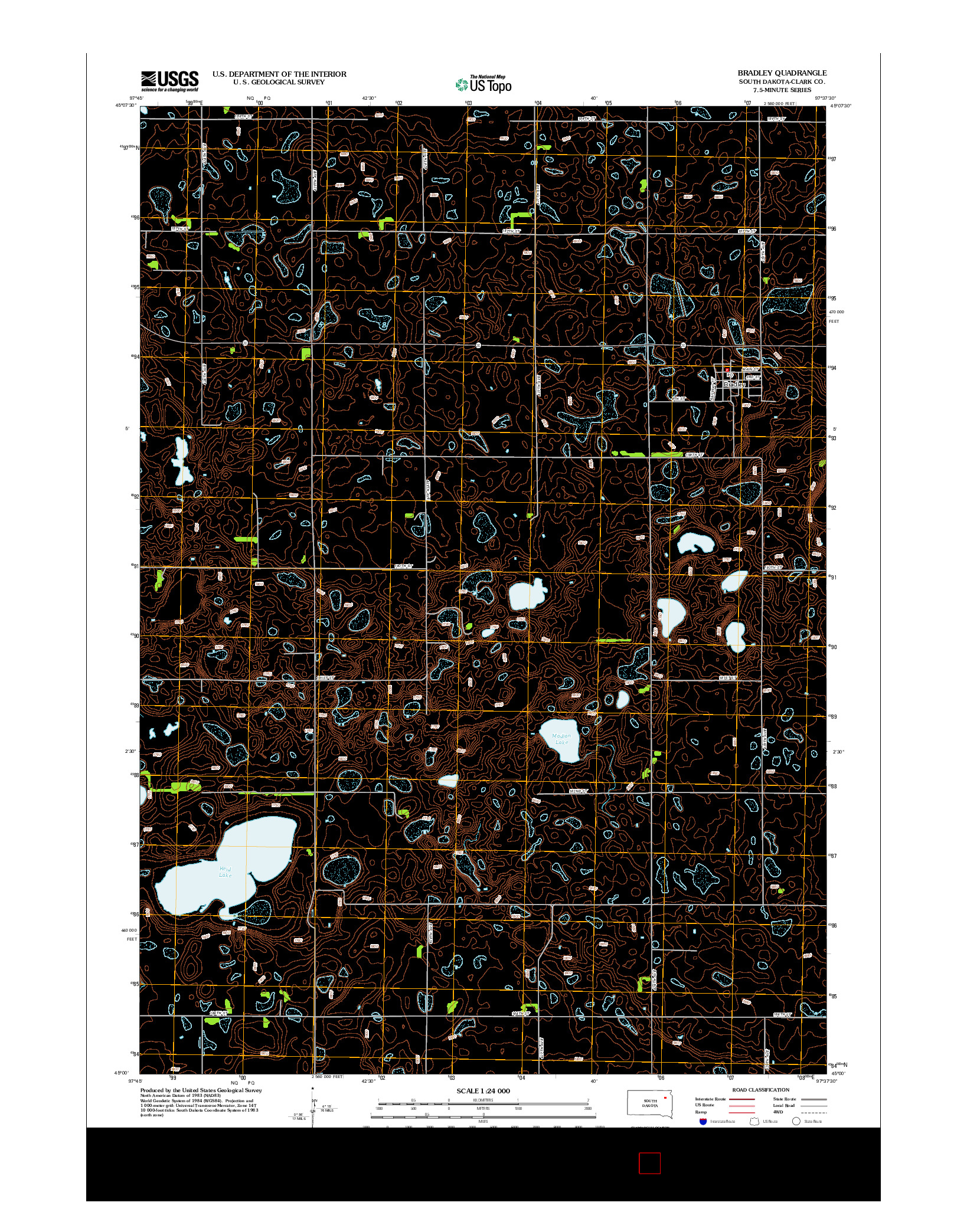 USGS US TOPO 7.5-MINUTE MAP FOR BRADLEY, SD 2012