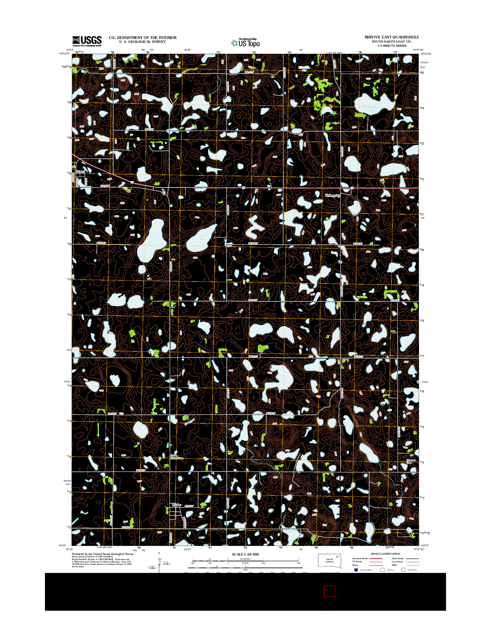 USGS US TOPO 7.5-MINUTE MAP FOR BRISTOL EAST, SD 2012