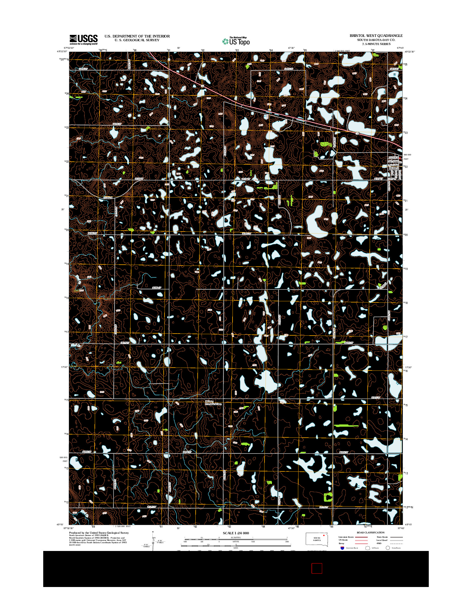 USGS US TOPO 7.5-MINUTE MAP FOR BRISTOL WEST, SD 2012