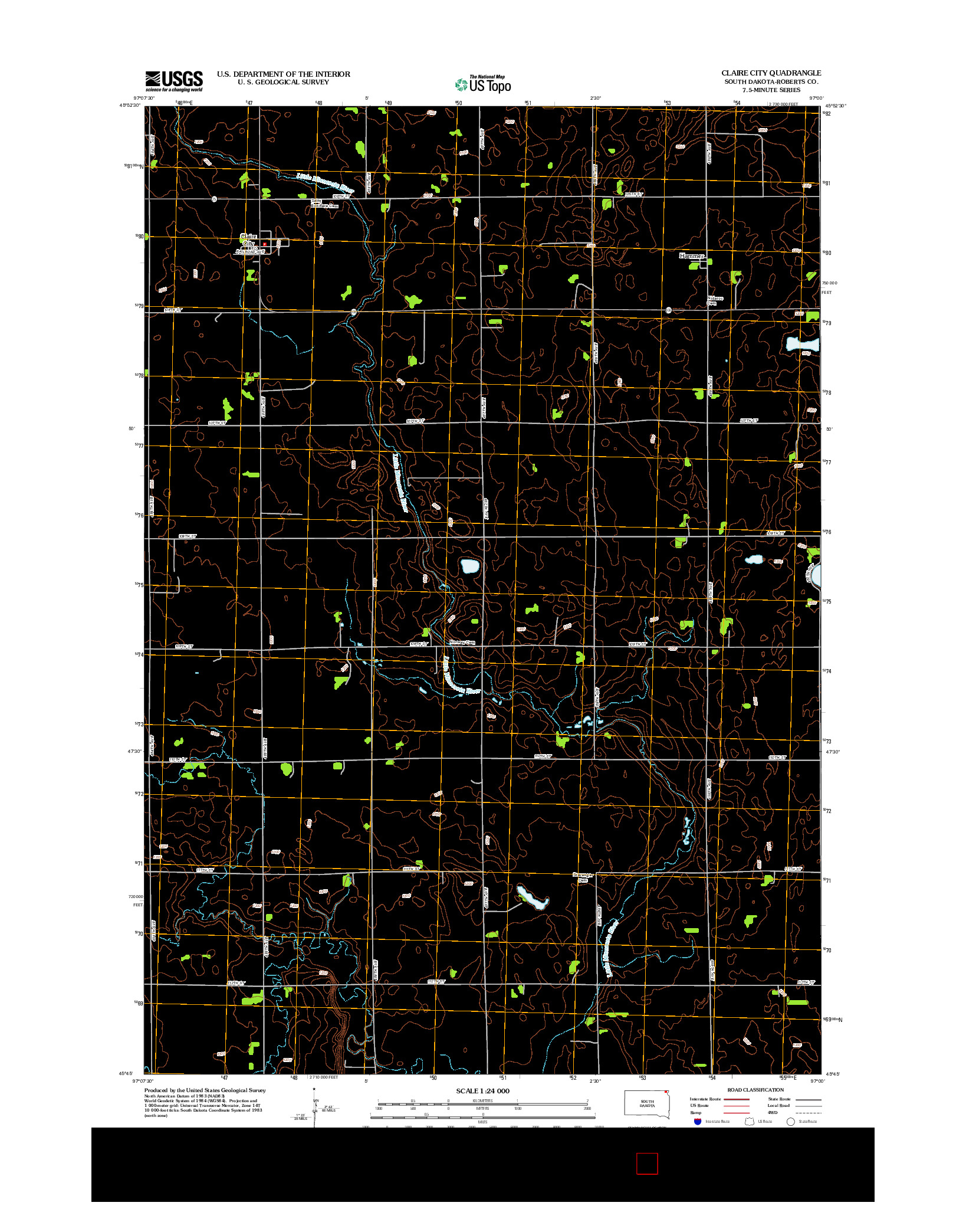 USGS US TOPO 7.5-MINUTE MAP FOR CLAIRE CITY, SD 2012