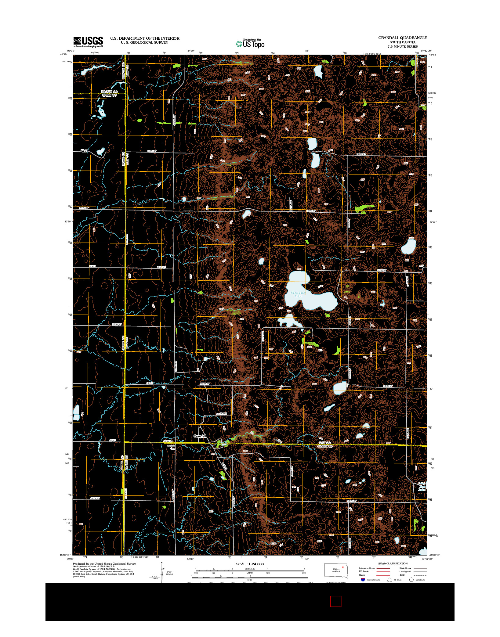 USGS US TOPO 7.5-MINUTE MAP FOR CRANDALL, SD 2012