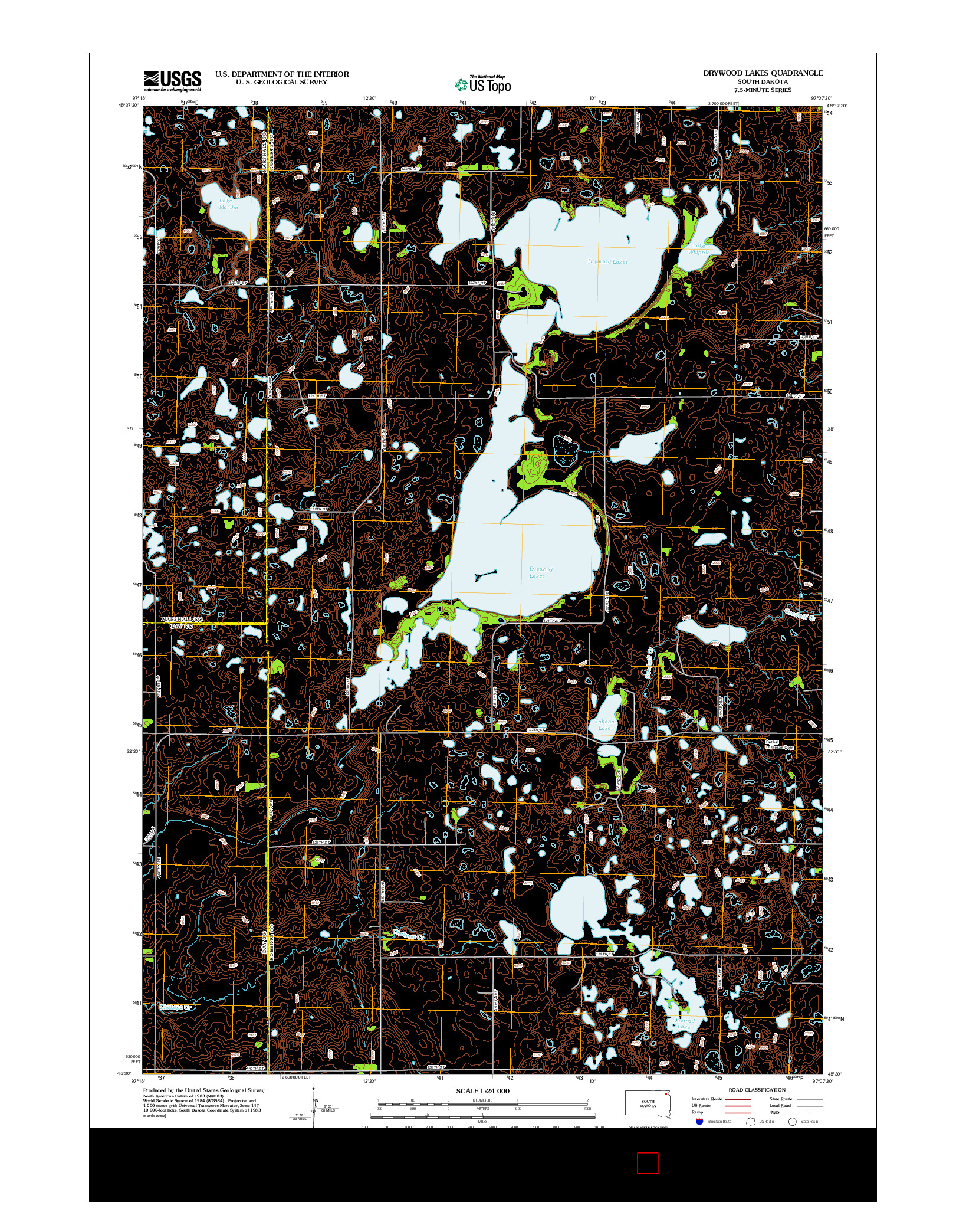 USGS US TOPO 7.5-MINUTE MAP FOR DRYWOOD LAKES, SD 2012