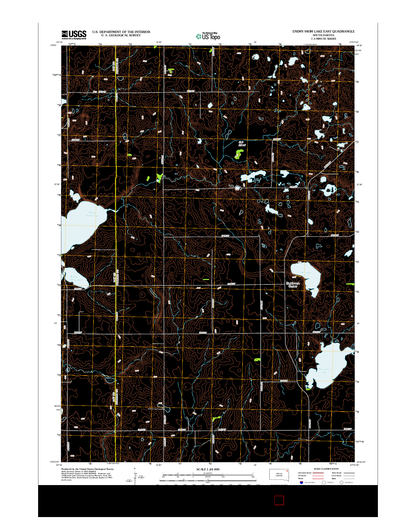 USGS US TOPO 7.5-MINUTE MAP FOR ENEMY SWIM LAKE EAST, SD 2012