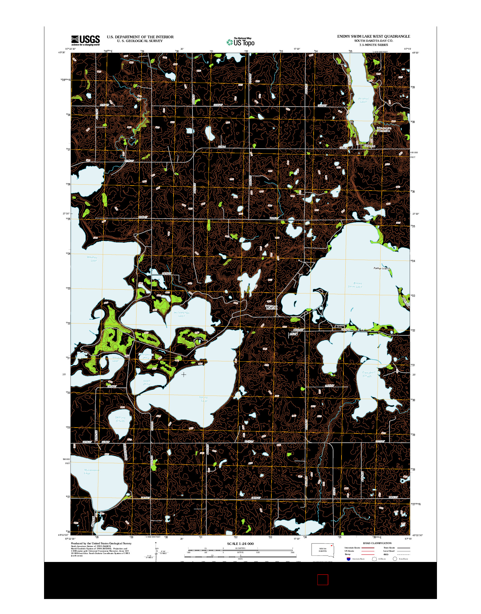 USGS US TOPO 7.5-MINUTE MAP FOR ENEMY SWIM LAKE WEST, SD 2012