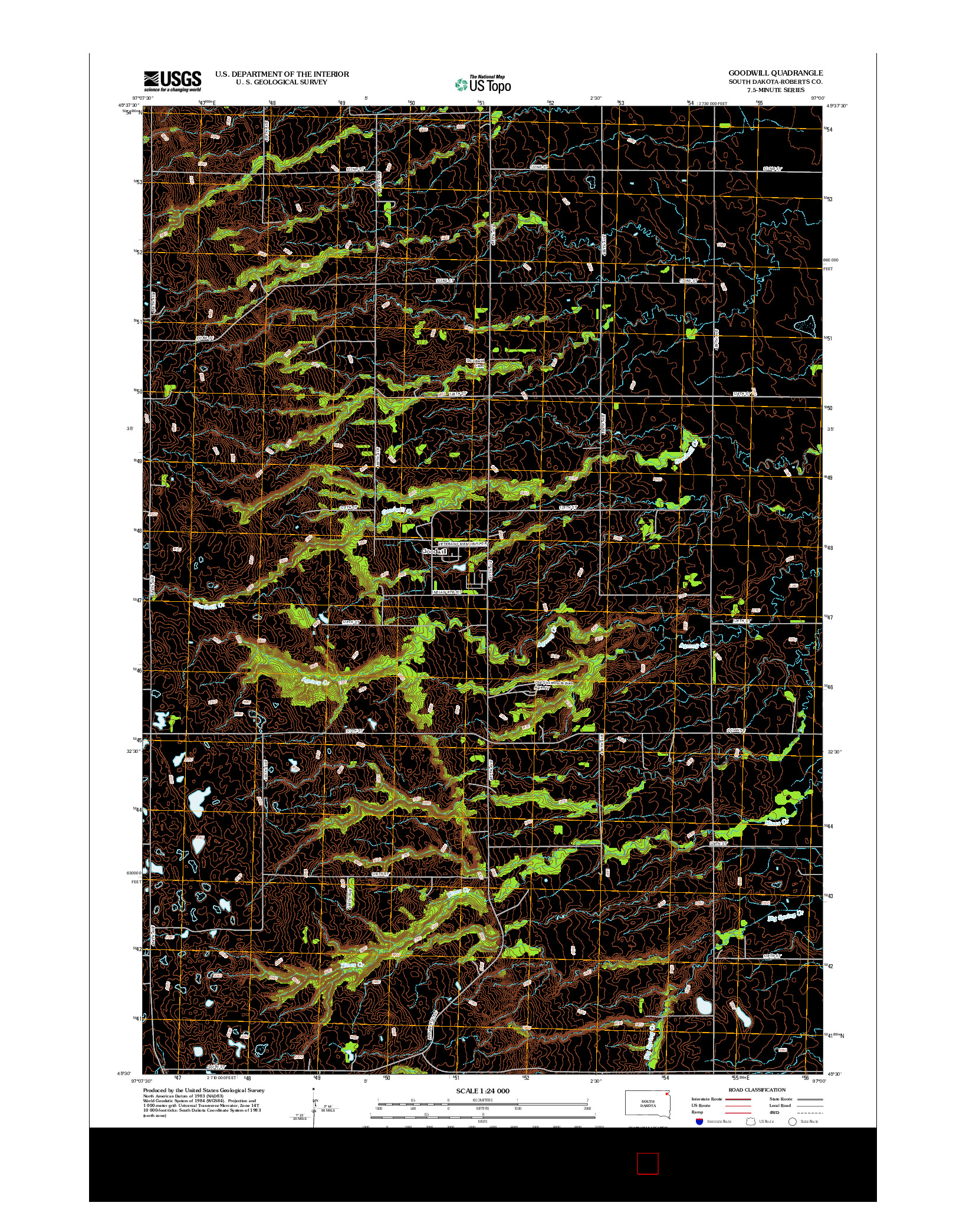 USGS US TOPO 7.5-MINUTE MAP FOR GOODWILL, SD 2012