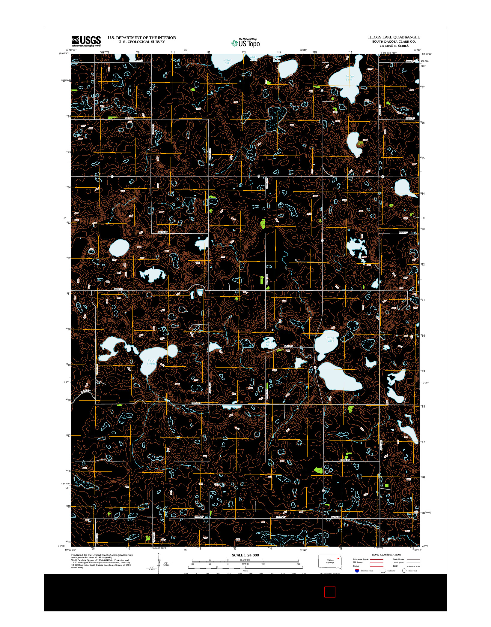 USGS US TOPO 7.5-MINUTE MAP FOR HEGGS LAKE, SD 2012