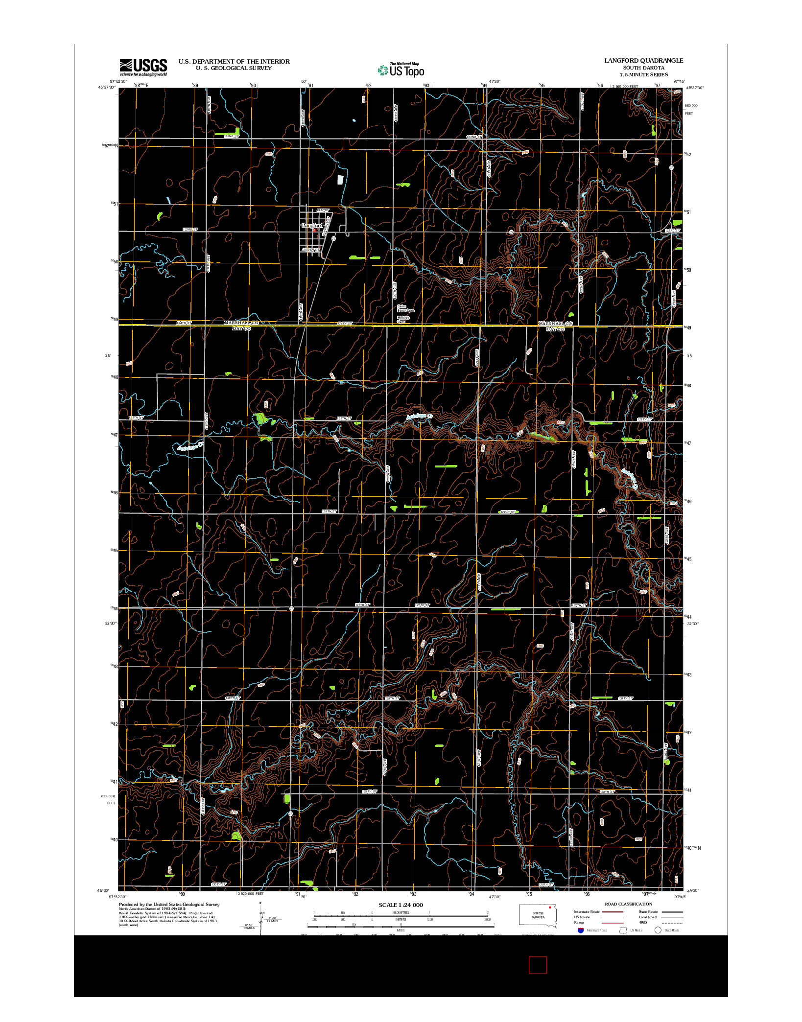 USGS US TOPO 7.5-MINUTE MAP FOR LANGFORD, SD 2012