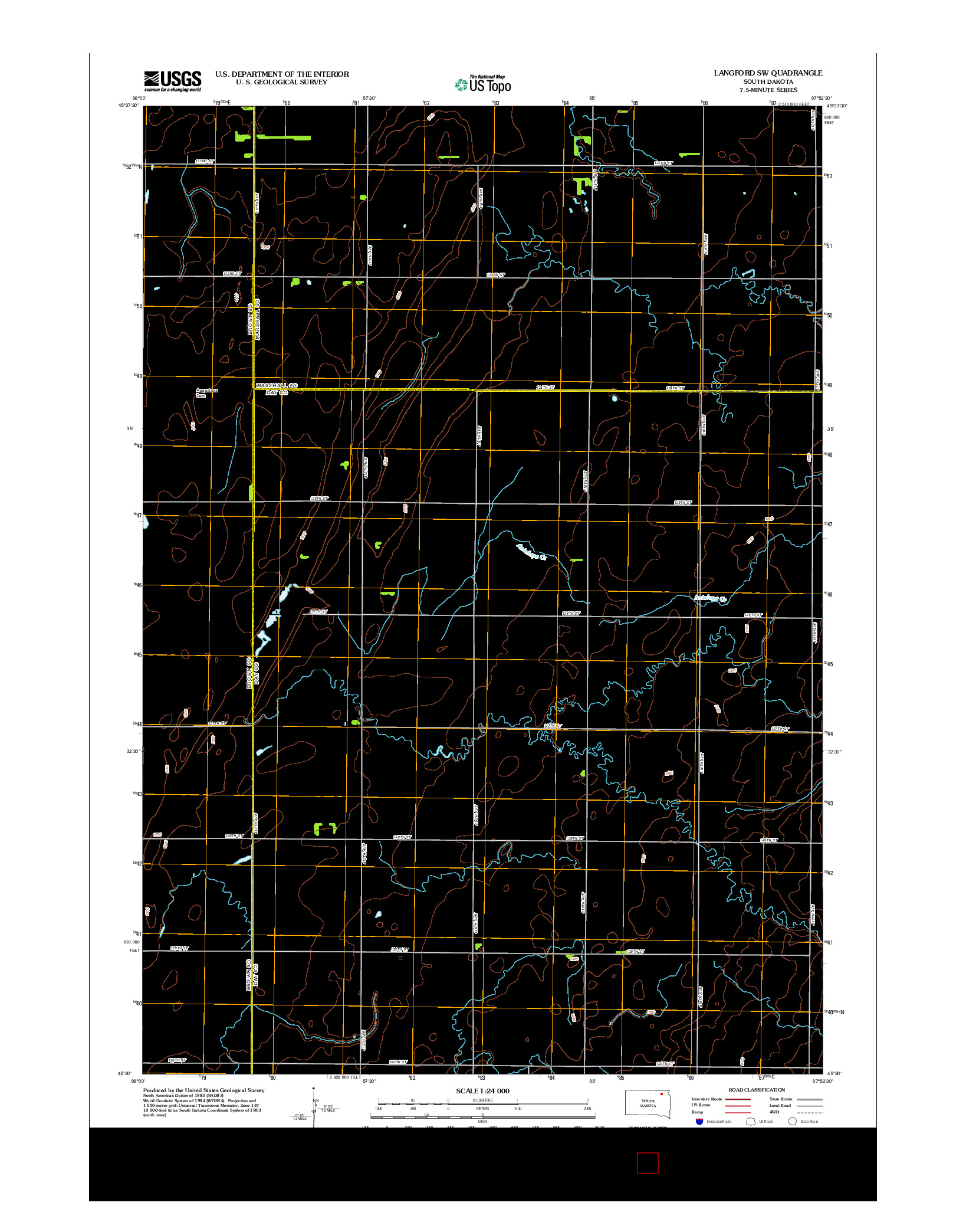 USGS US TOPO 7.5-MINUTE MAP FOR LANGFORD SW, SD 2012