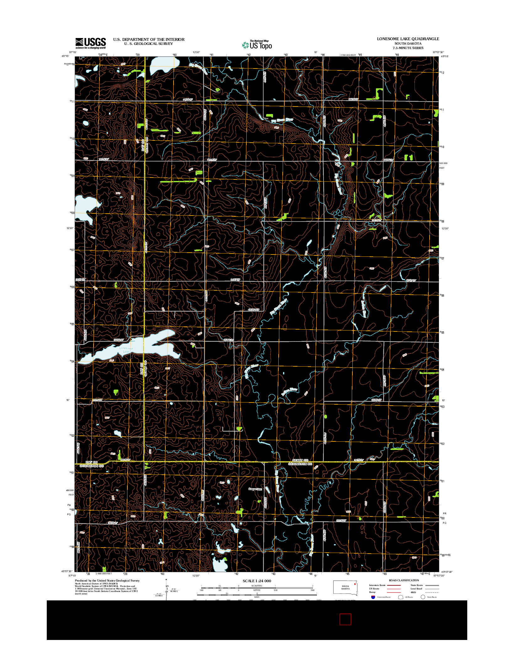 USGS US TOPO 7.5-MINUTE MAP FOR LONESOME LAKE, SD 2012