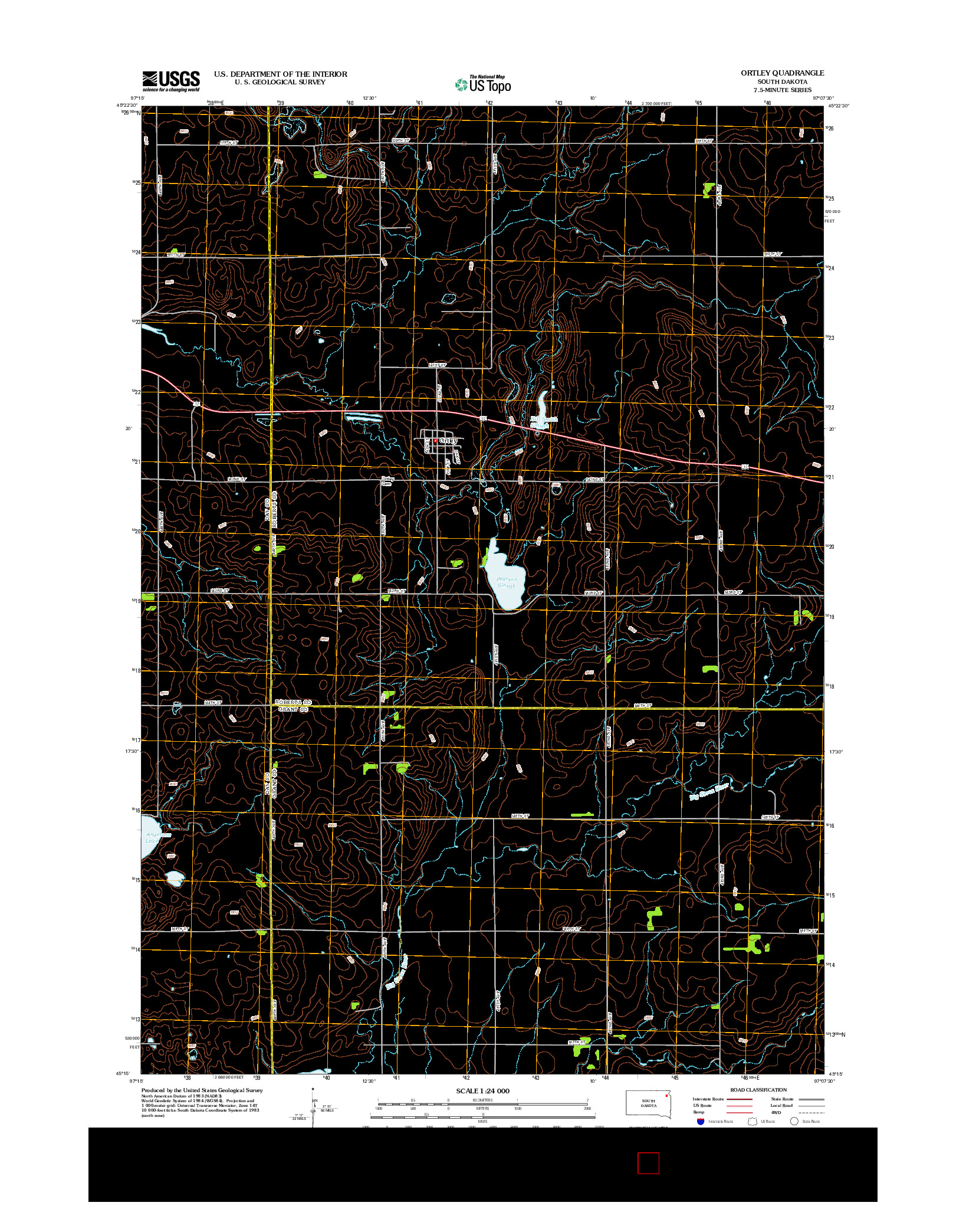 USGS US TOPO 7.5-MINUTE MAP FOR ORTLEY, SD 2012