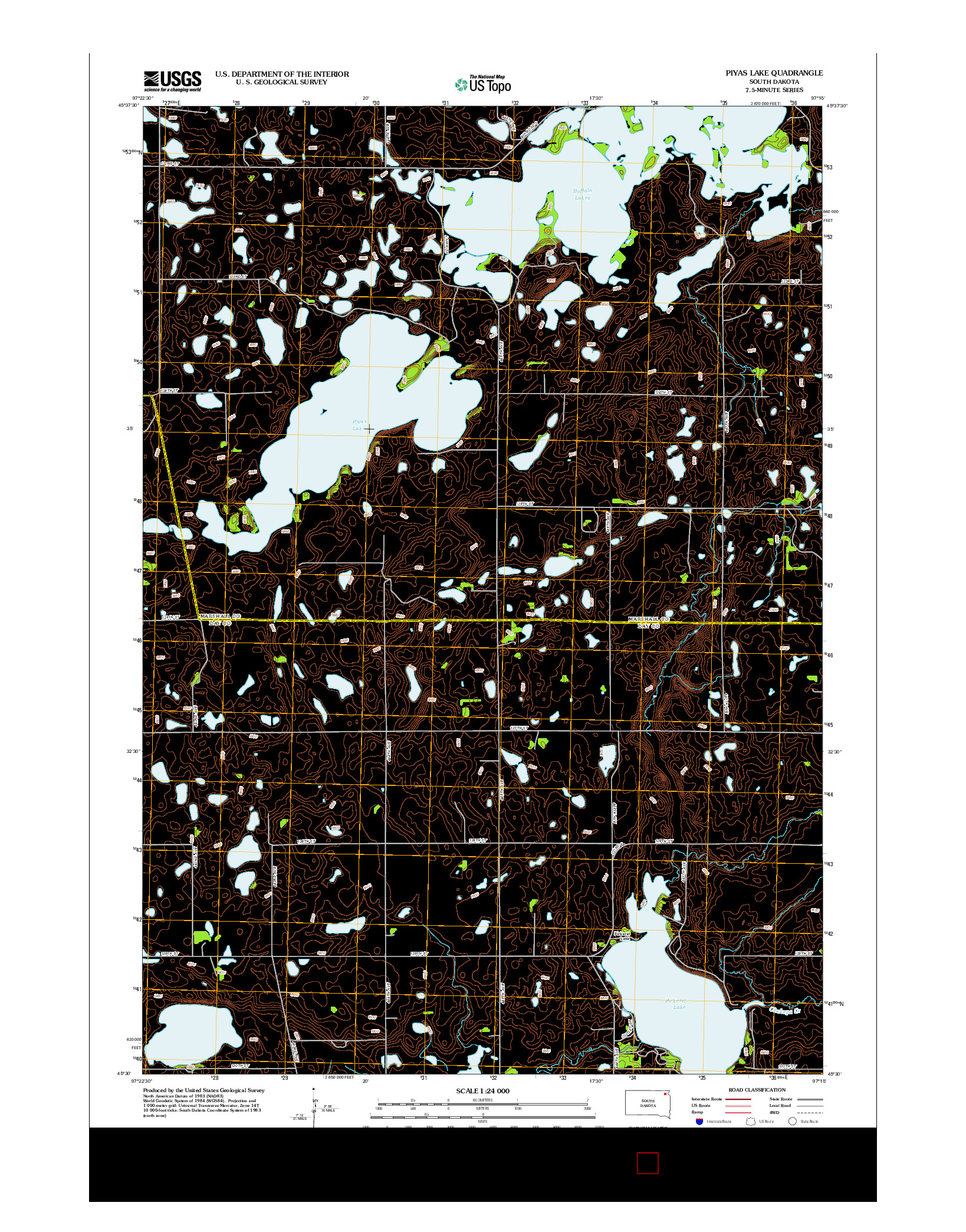 USGS US TOPO 7.5-MINUTE MAP FOR PIYAS LAKE, SD 2012