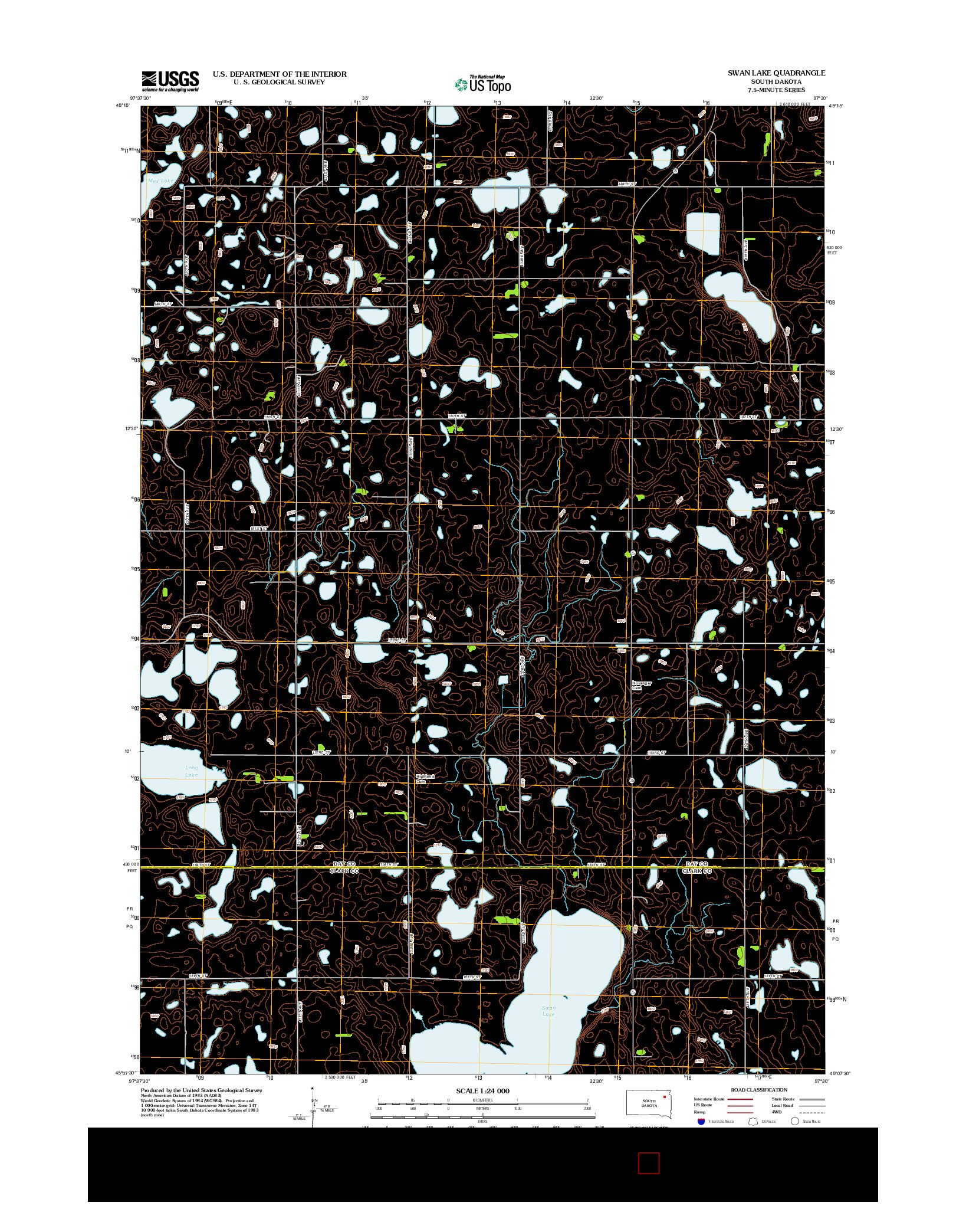 USGS US TOPO 7.5-MINUTE MAP FOR SWAN LAKE, SD 2012