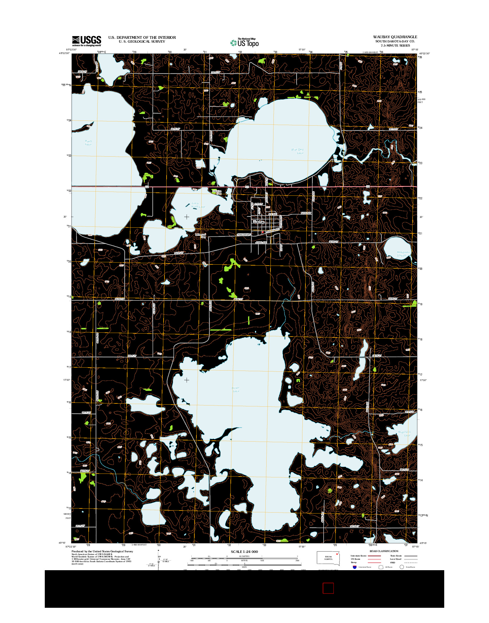 USGS US TOPO 7.5-MINUTE MAP FOR WAUBAY, SD 2012