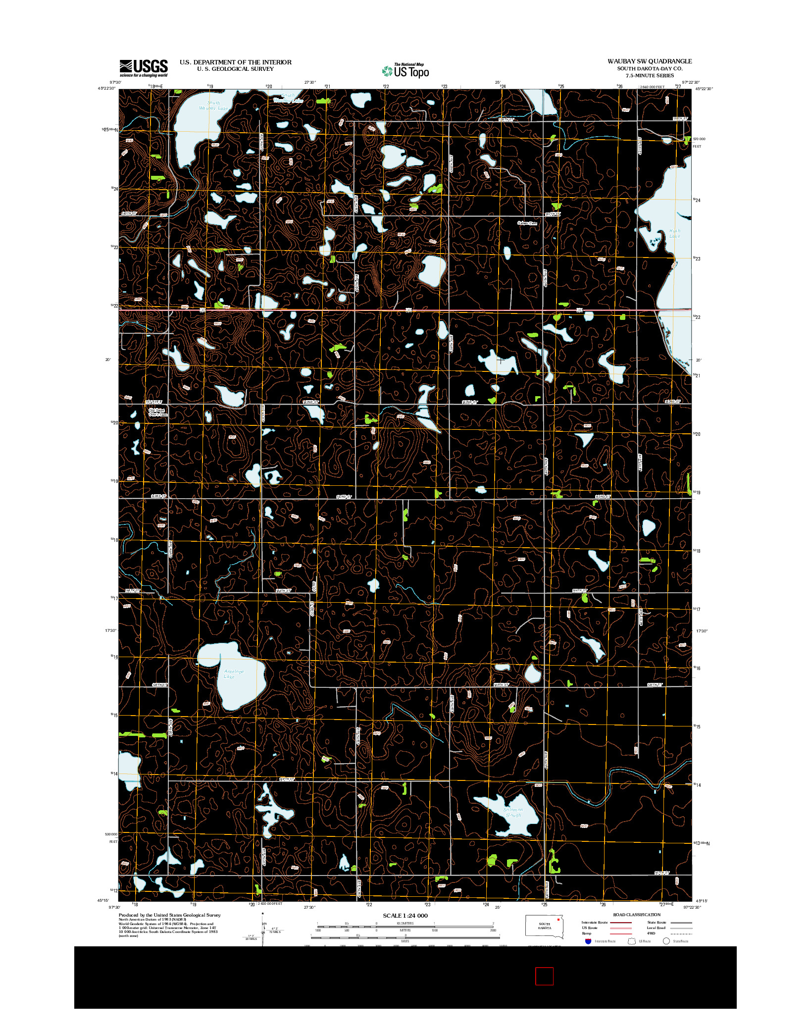 USGS US TOPO 7.5-MINUTE MAP FOR WAUBAY SW, SD 2012