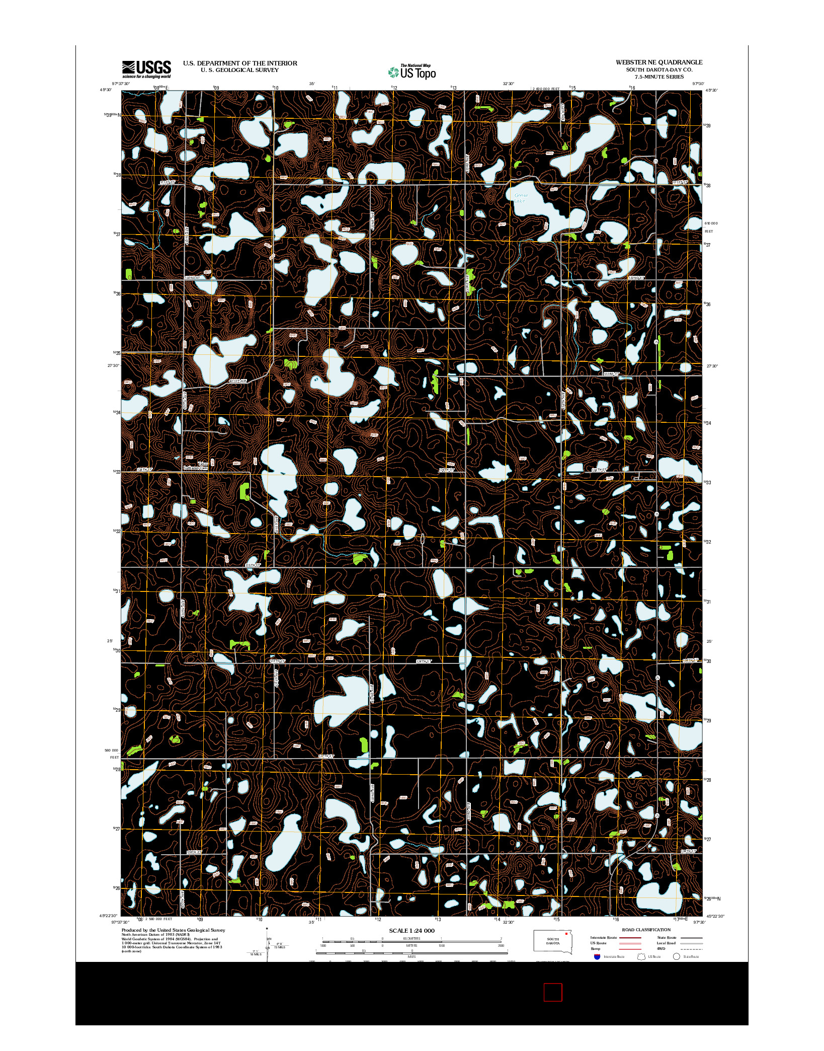 USGS US TOPO 7.5-MINUTE MAP FOR WEBSTER NE, SD 2012