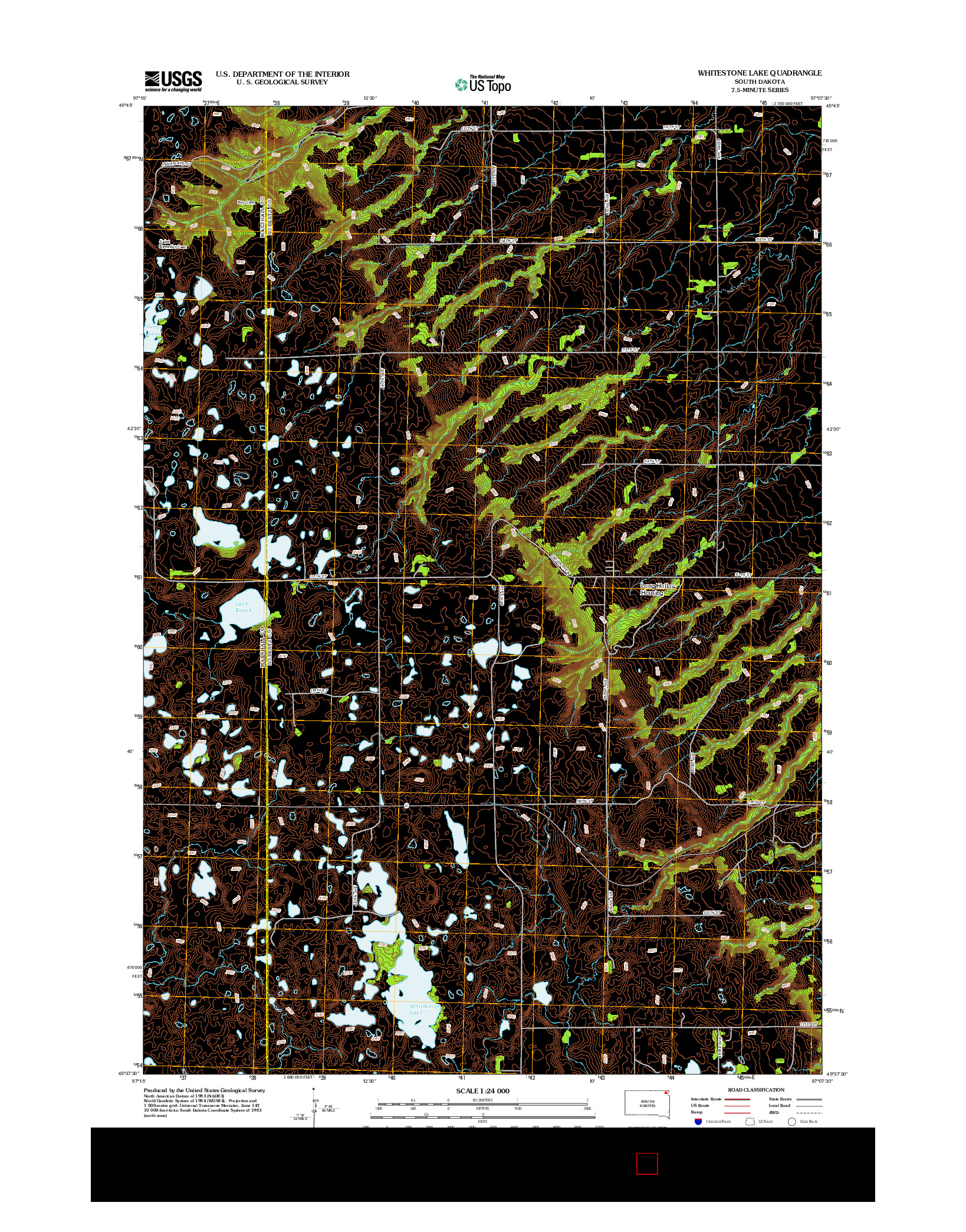 USGS US TOPO 7.5-MINUTE MAP FOR WHITESTONE LAKE, SD 2012