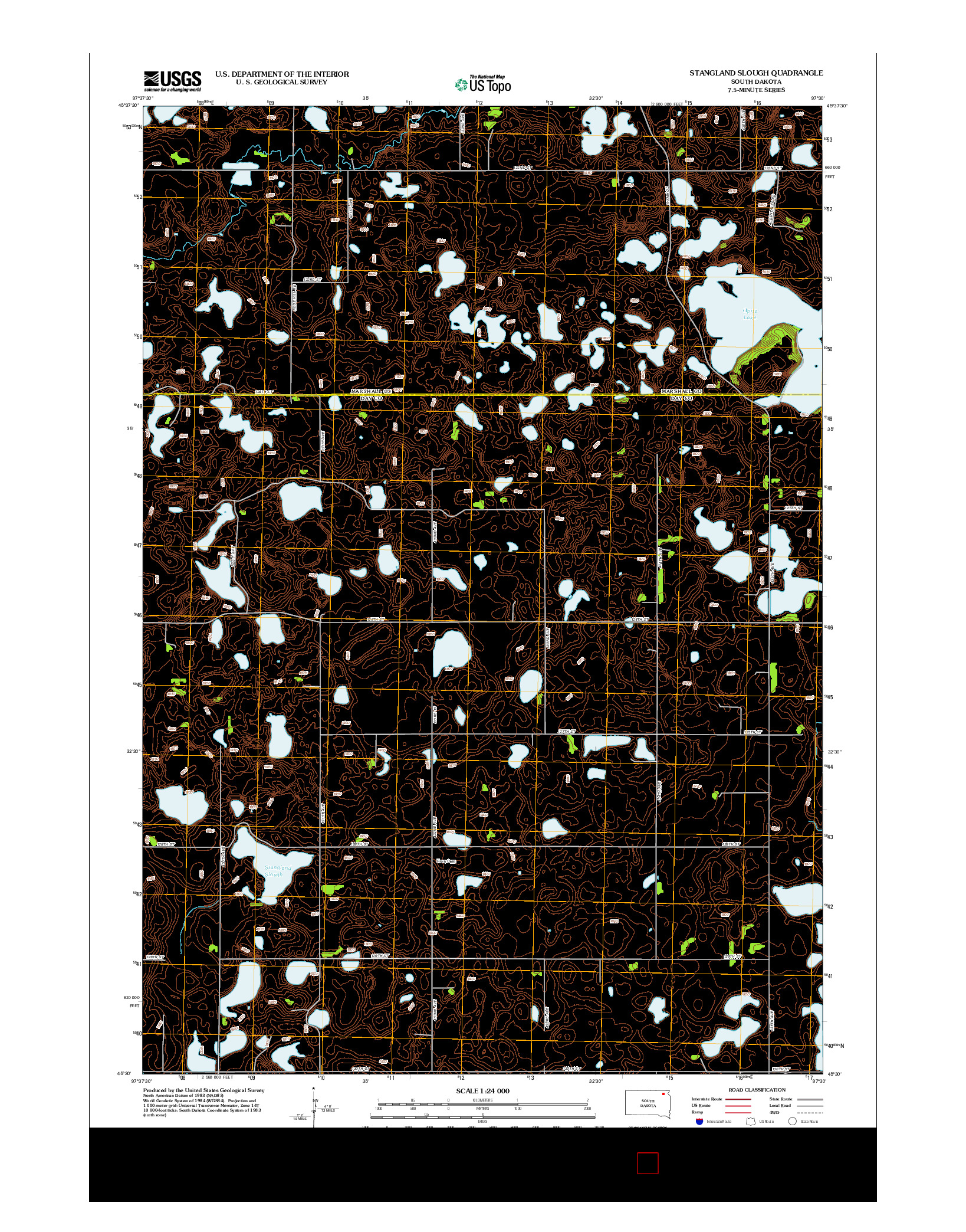 USGS US TOPO 7.5-MINUTE MAP FOR STANGLAND SLOUGH, SD 2012