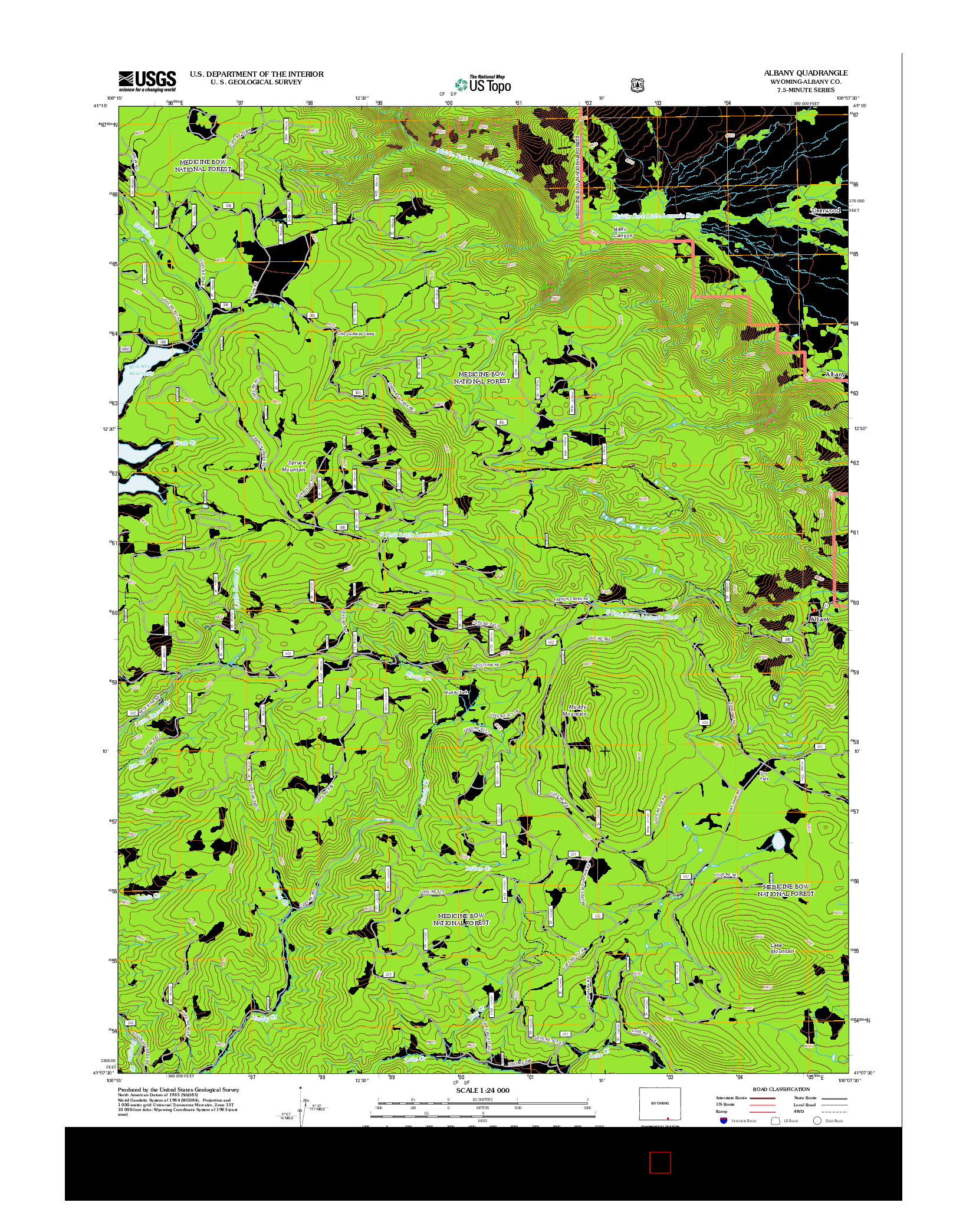 USGS US TOPO 7.5-MINUTE MAP FOR ALBANY, WY 2012