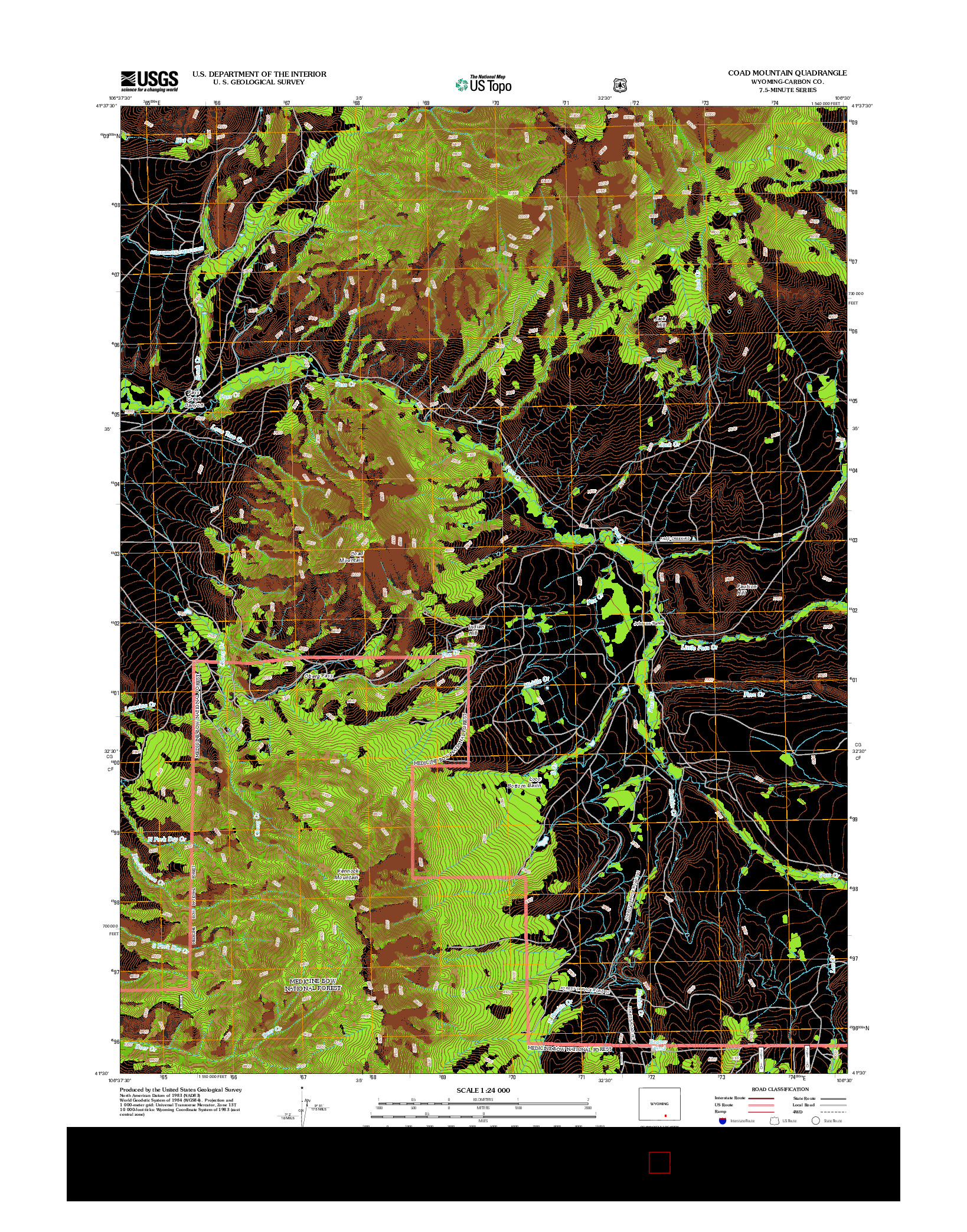 USGS US TOPO 7.5-MINUTE MAP FOR COAD MOUNTAIN, WY 2012