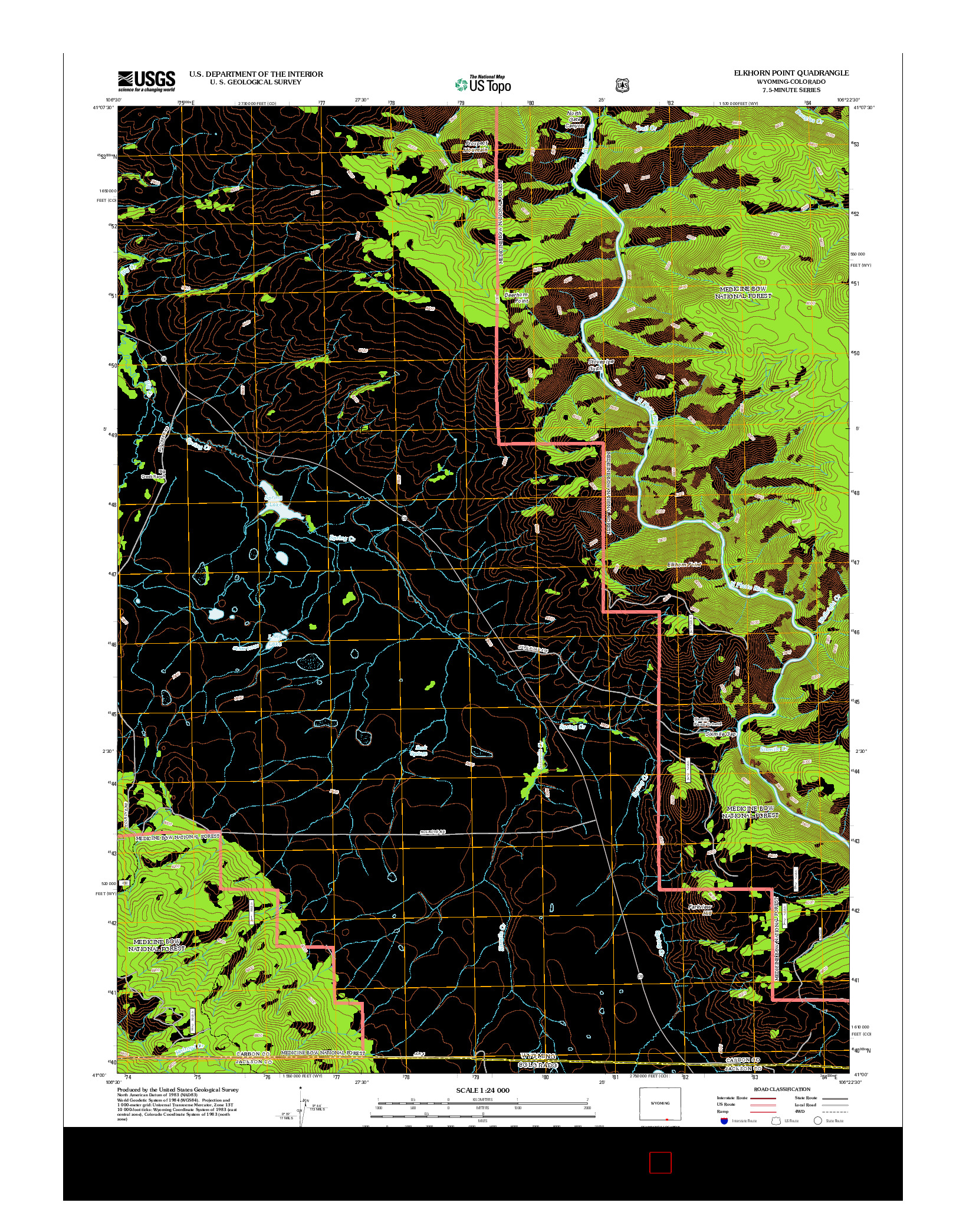 USGS US TOPO 7.5-MINUTE MAP FOR ELKHORN POINT, WY-CO 2012