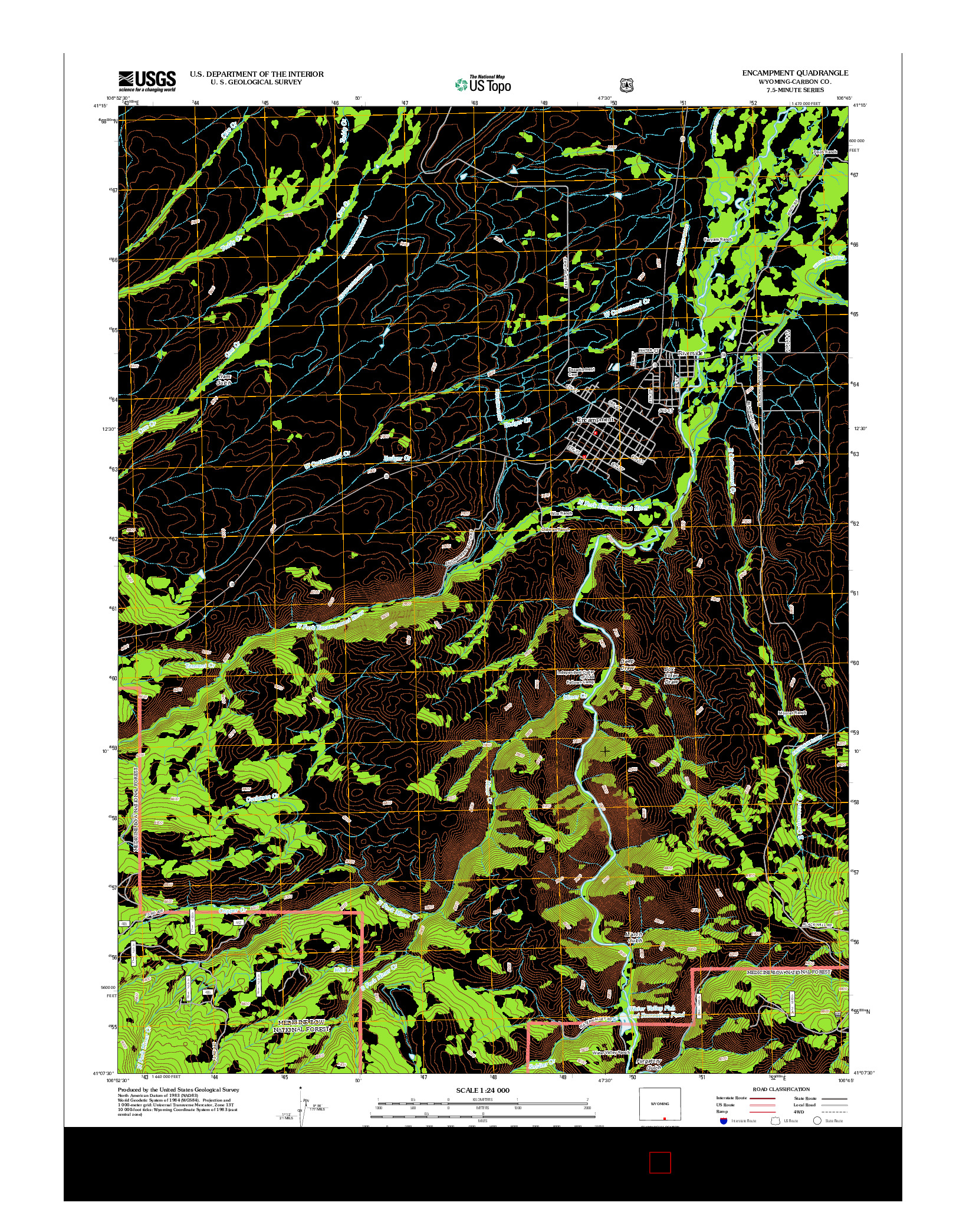 USGS US TOPO 7.5-MINUTE MAP FOR ENCAMPMENT, WY 2012