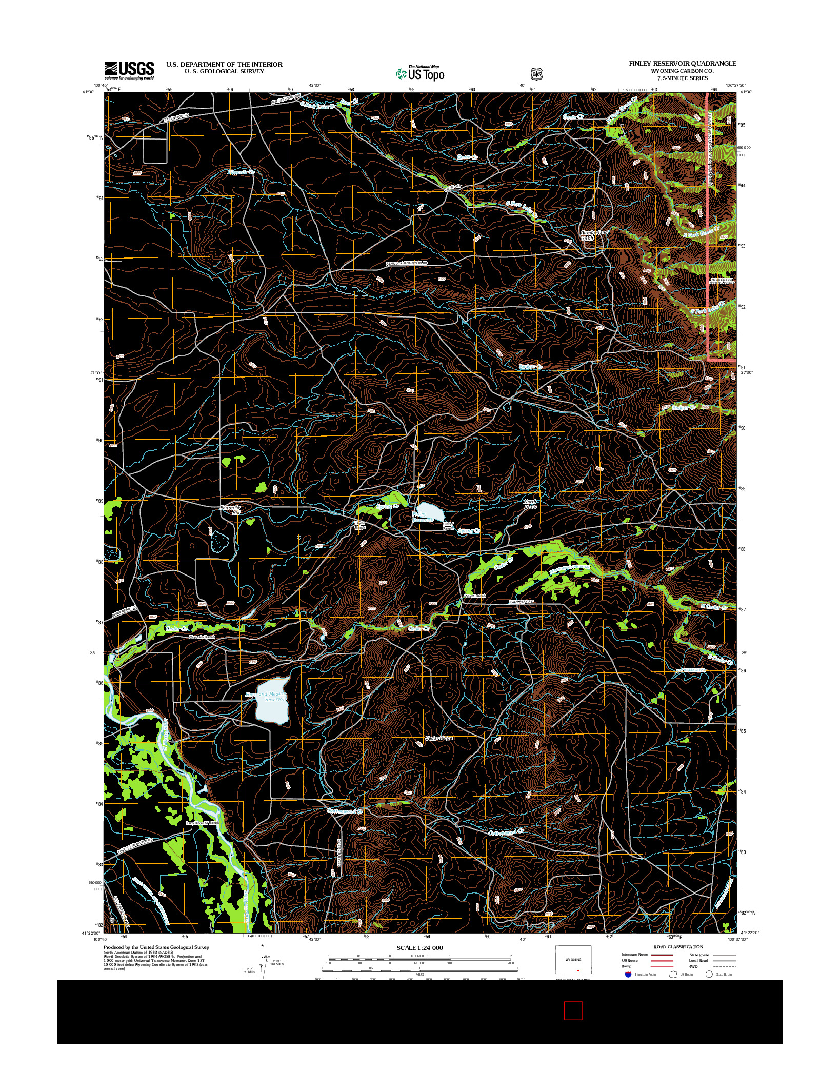 USGS US TOPO 7.5-MINUTE MAP FOR FINLEY RESERVOIR, WY 2012