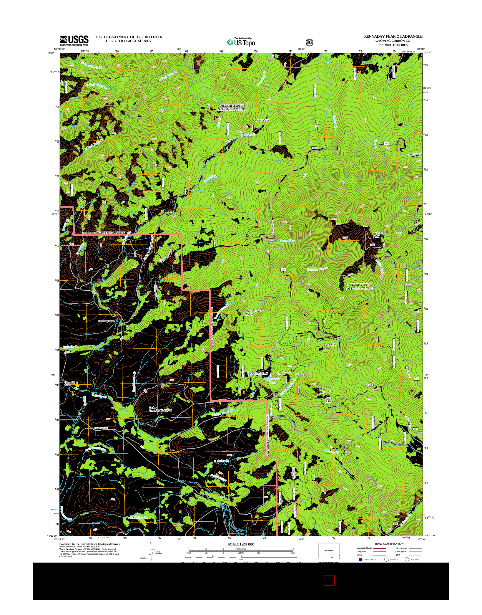 USGS US TOPO 7.5-MINUTE MAP FOR KENNADAY PEAK, WY 2012