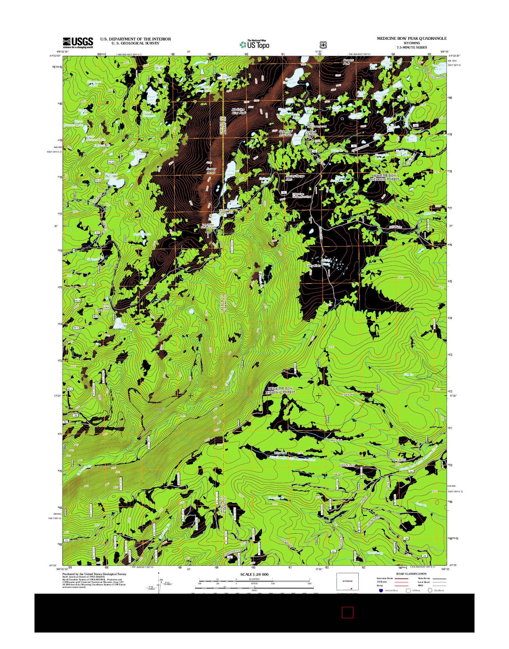 USGS US TOPO 7.5-MINUTE MAP FOR MEDICINE BOW PEAK, WY 2012