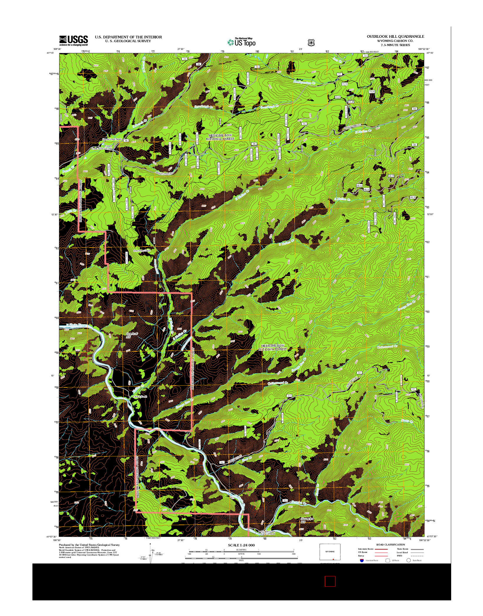 USGS US TOPO 7.5-MINUTE MAP FOR OVERLOOK HILL, WY 2012