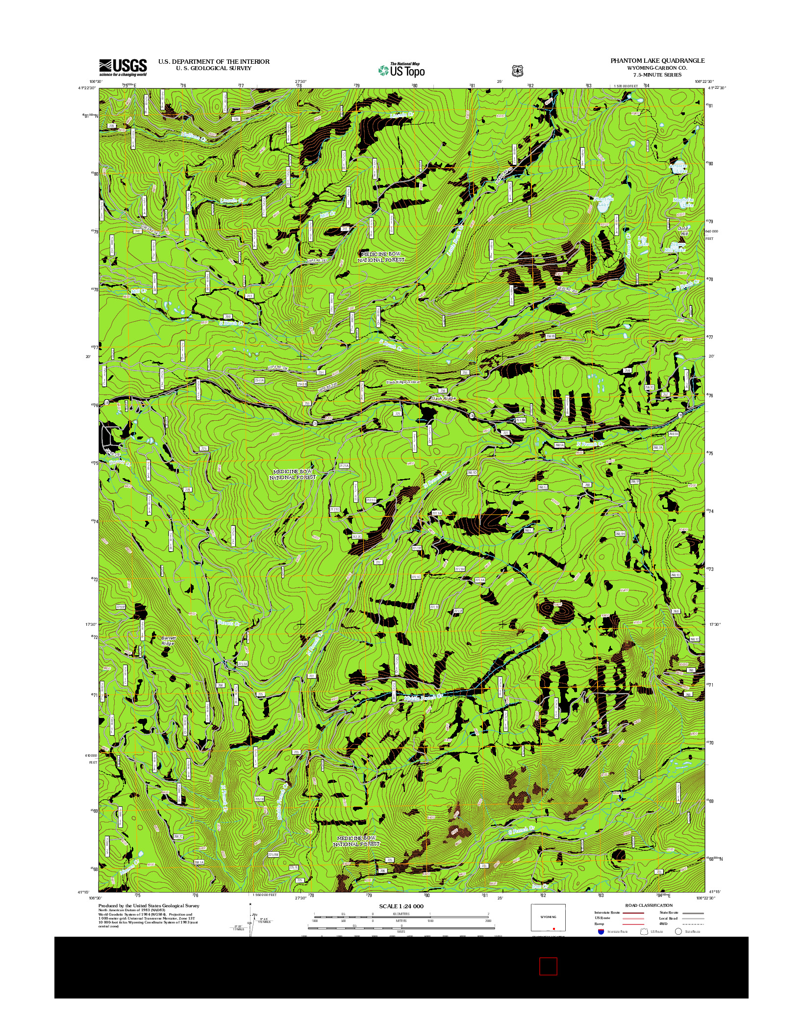 USGS US TOPO 7.5-MINUTE MAP FOR PHANTOM LAKE, WY 2012