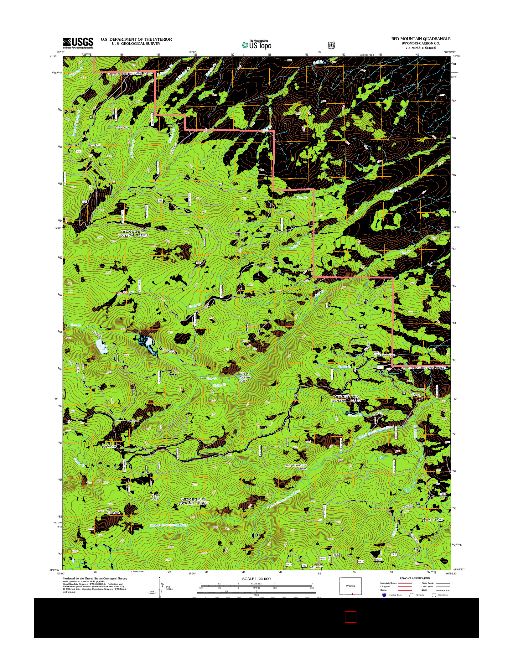 USGS US TOPO 7.5-MINUTE MAP FOR RED MOUNTAIN, WY 2012