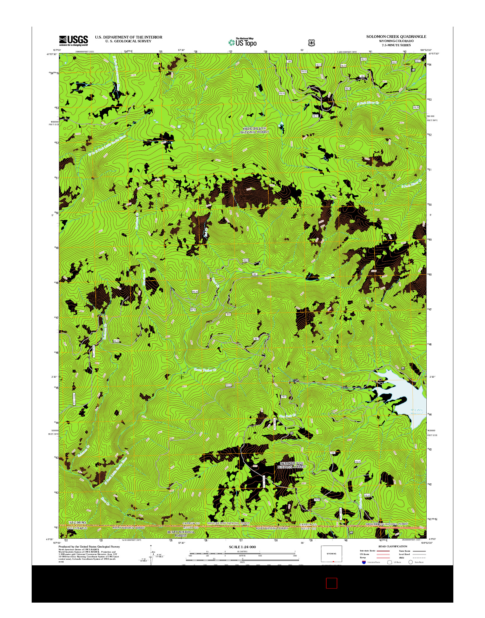 USGS US TOPO 7.5-MINUTE MAP FOR SOLOMON CREEK, WY-CO 2012