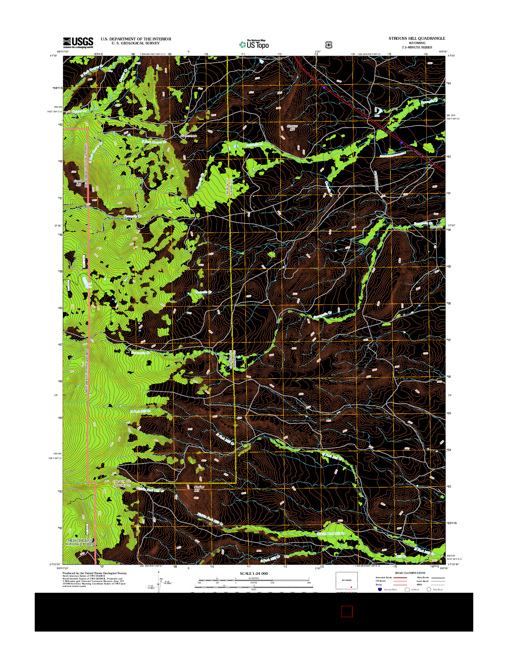 USGS US TOPO 7.5-MINUTE MAP FOR STROUSS HILL, WY 2012